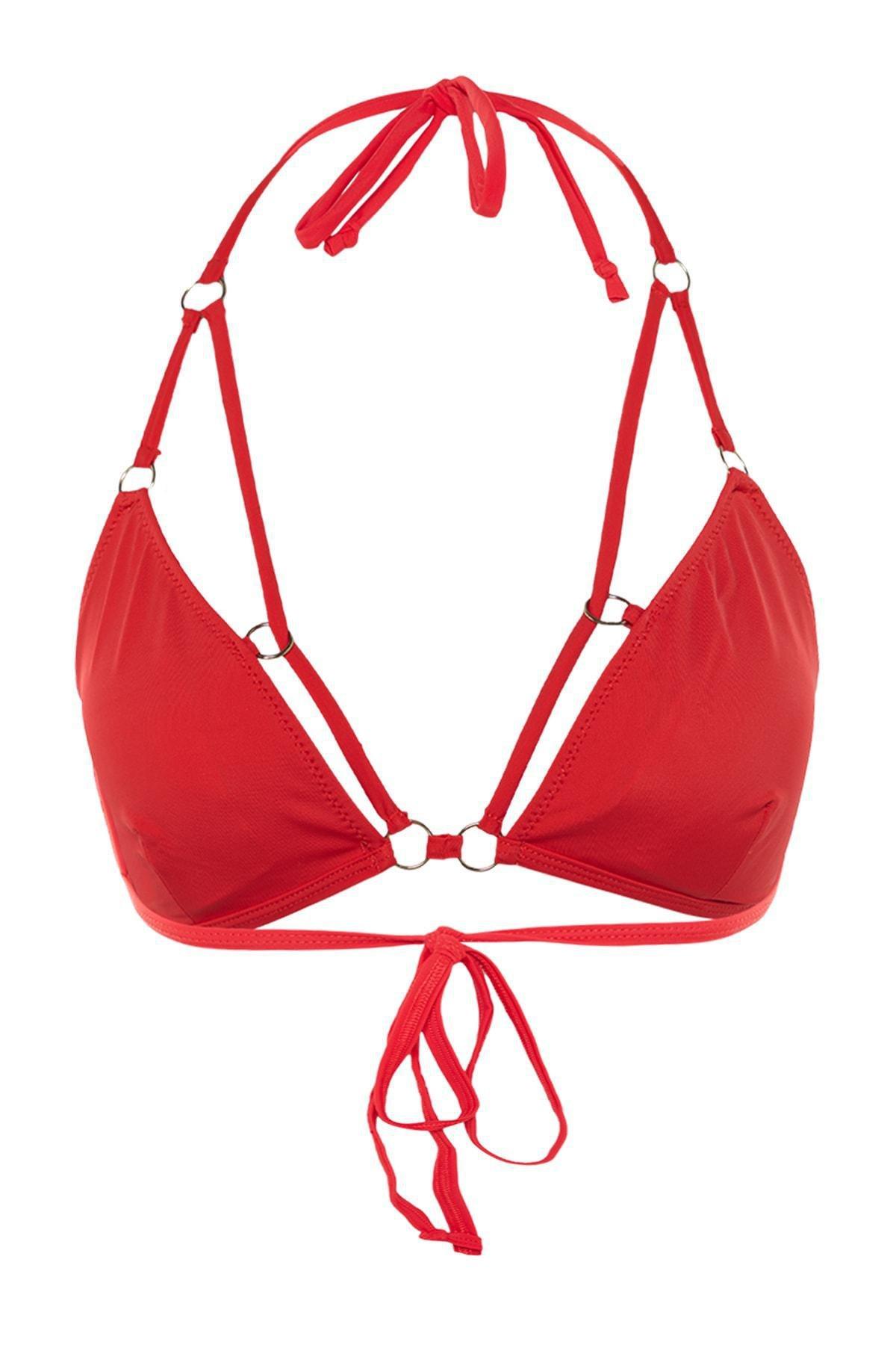 Trendyol - Red Accessory Detailed Bikini Top