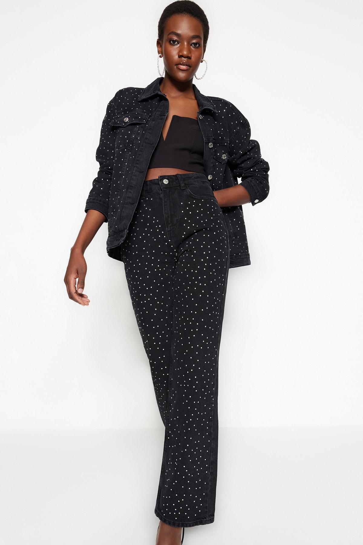 Black Wide Leg Jeans, , large image number 2