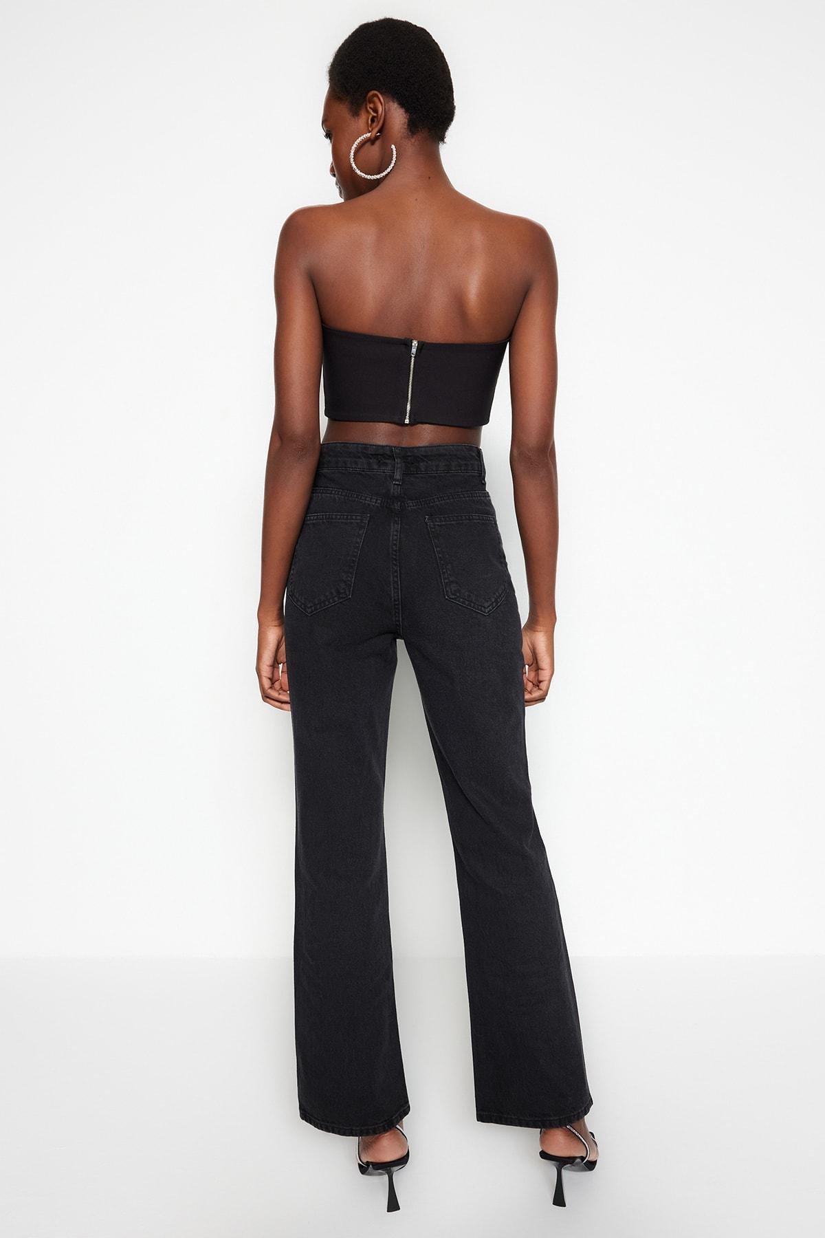 Black Wide Leg Jeans, , large image number 3