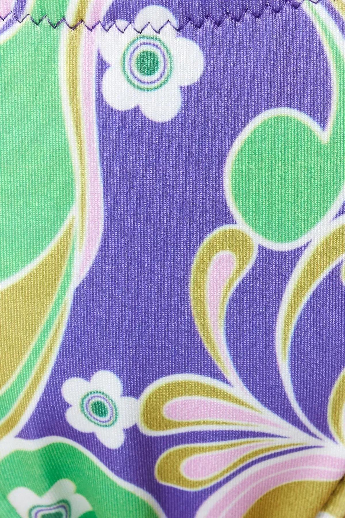 Purple Floral Tie Bikini Bottom, Purple, medium