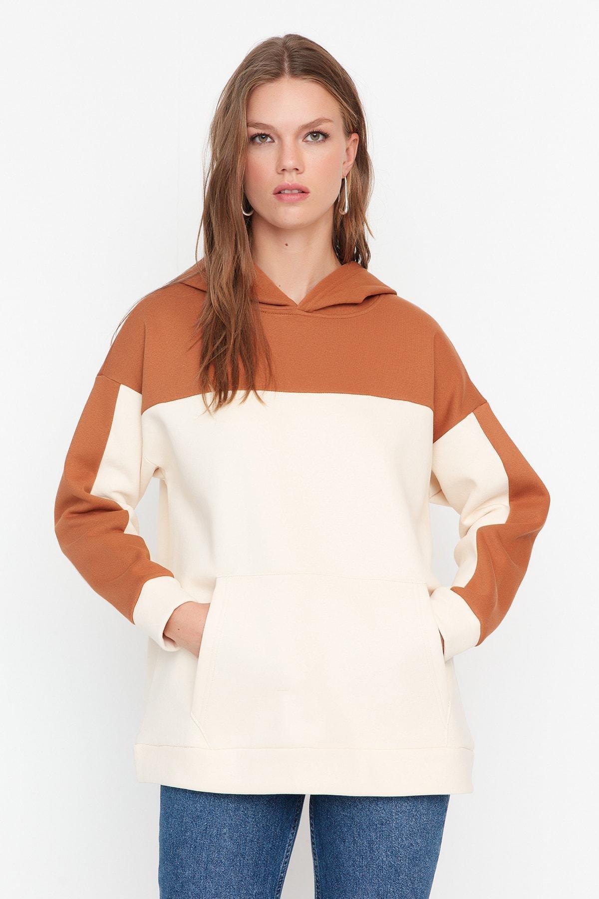 Trendyol - Brown Oversize Sweatshirt