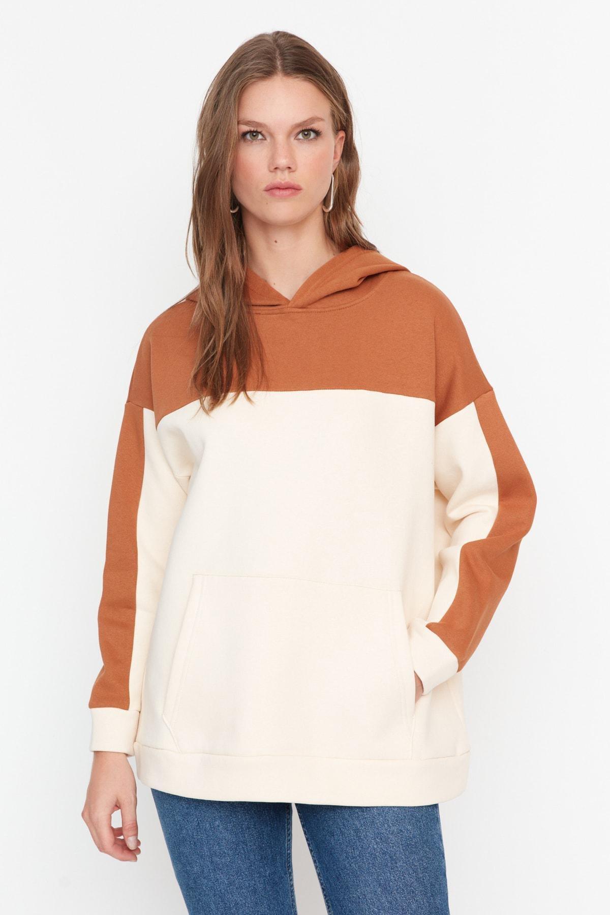 Trendyol - Brown Oversize Sweatshirt