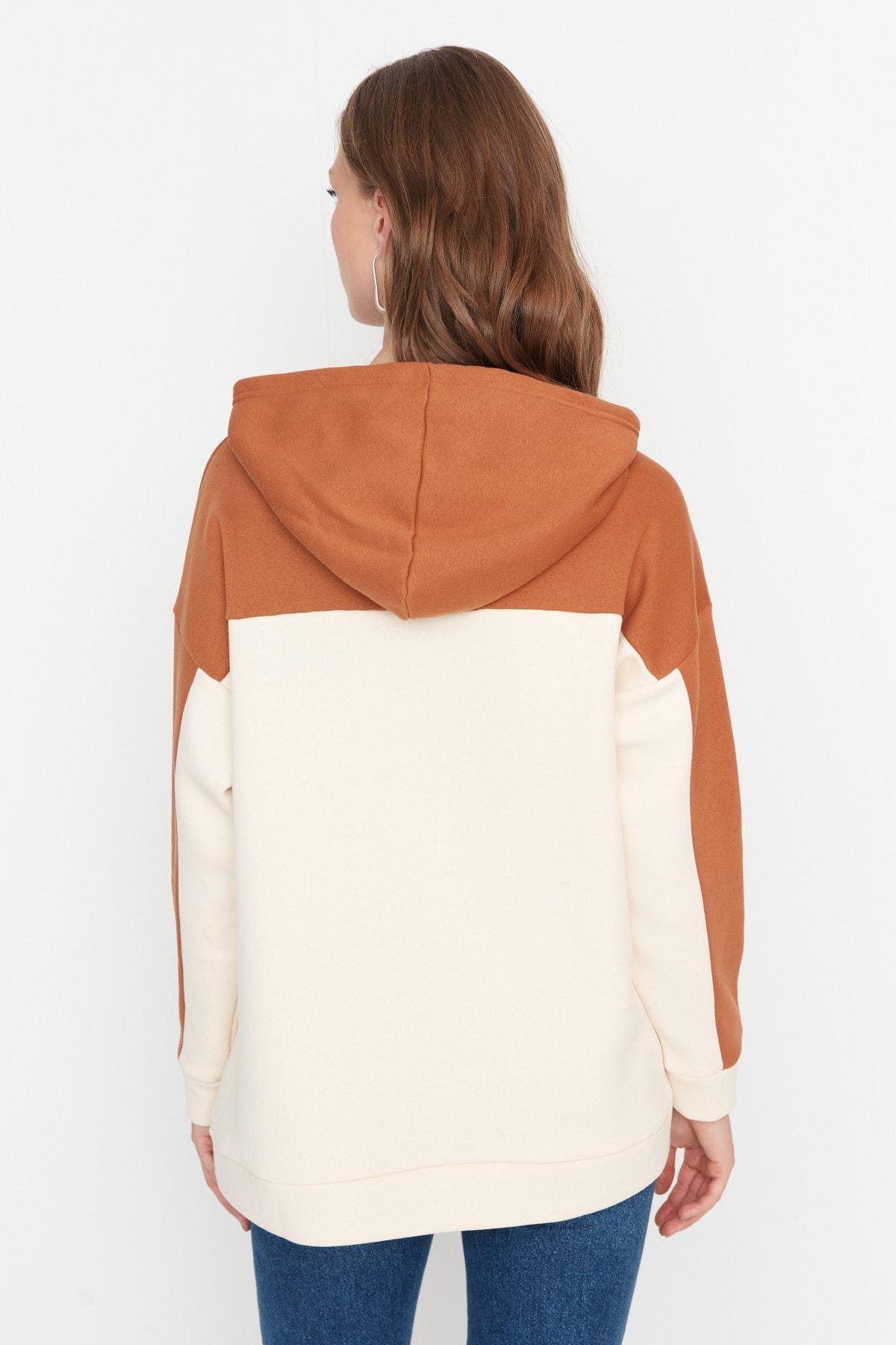 Trendyol - Brown Oversize Sweatshirt