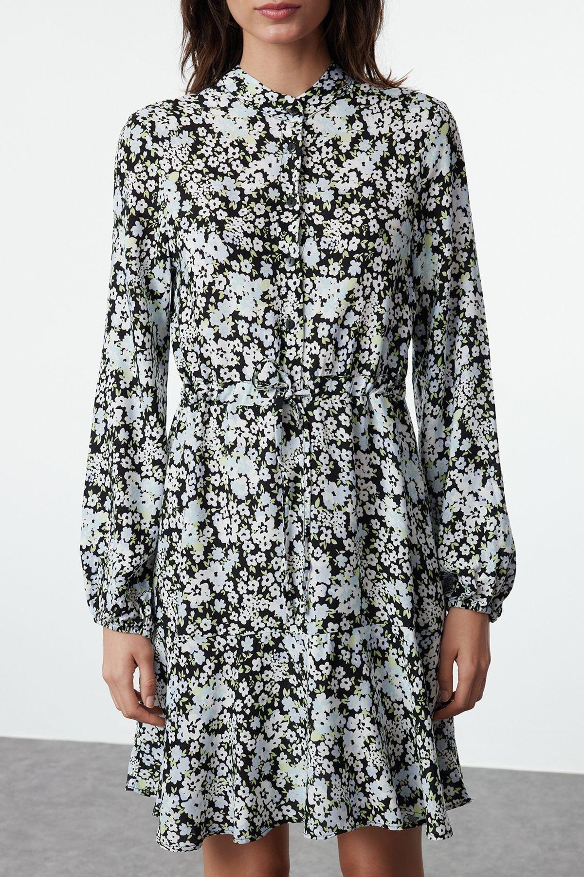 Black Floral Bohemian Mini Dress, , large image number 3