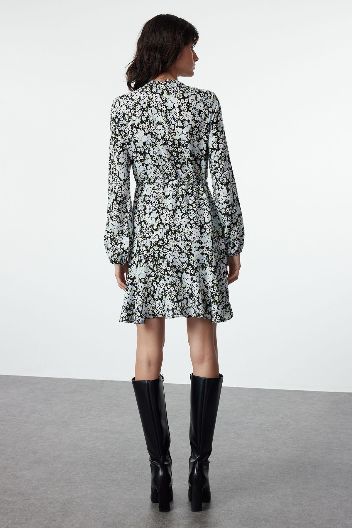 Black Floral Bohemian Mini Dress, , large image number 4