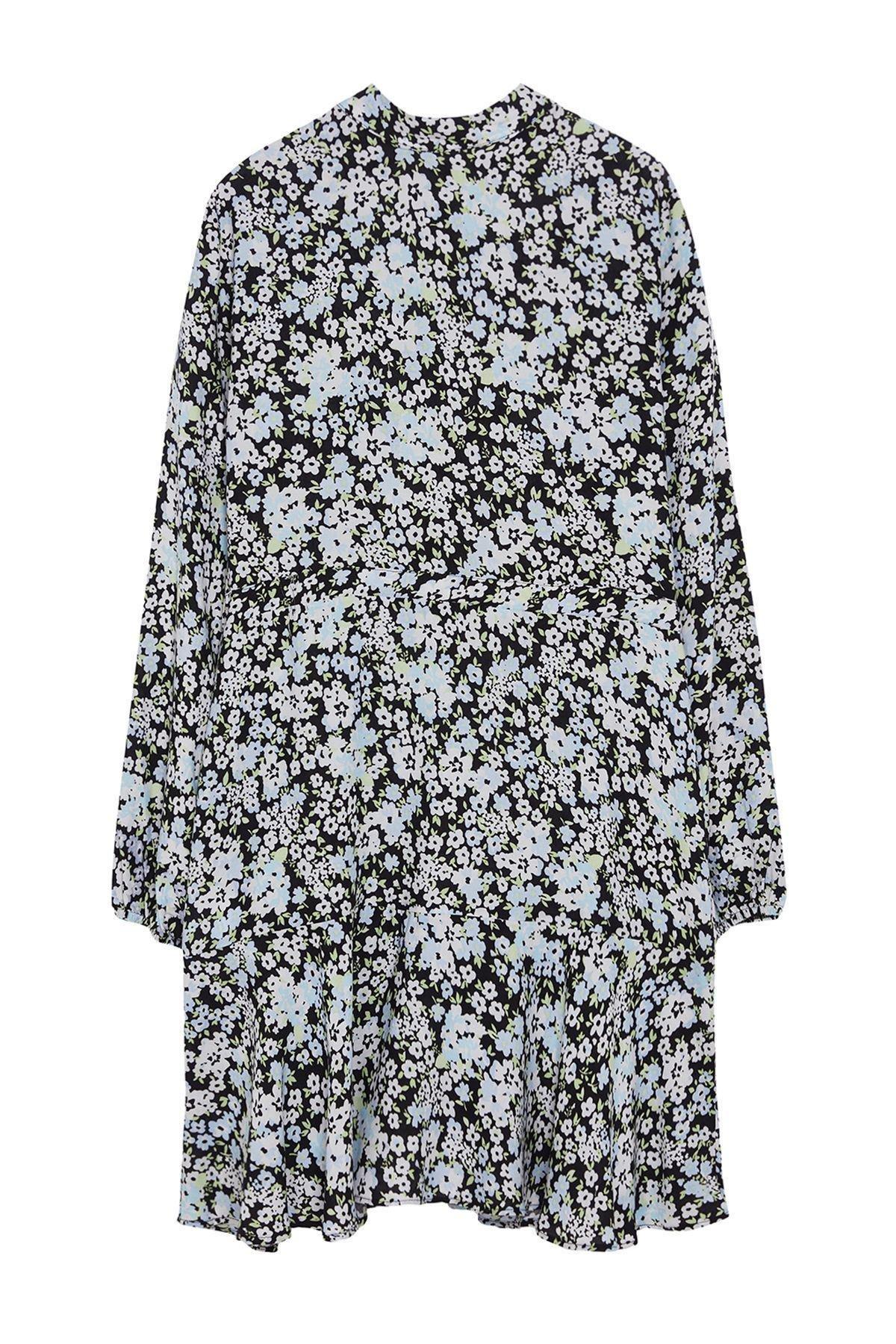 Black Floral Bohemian Mini Dress, , large image number 5