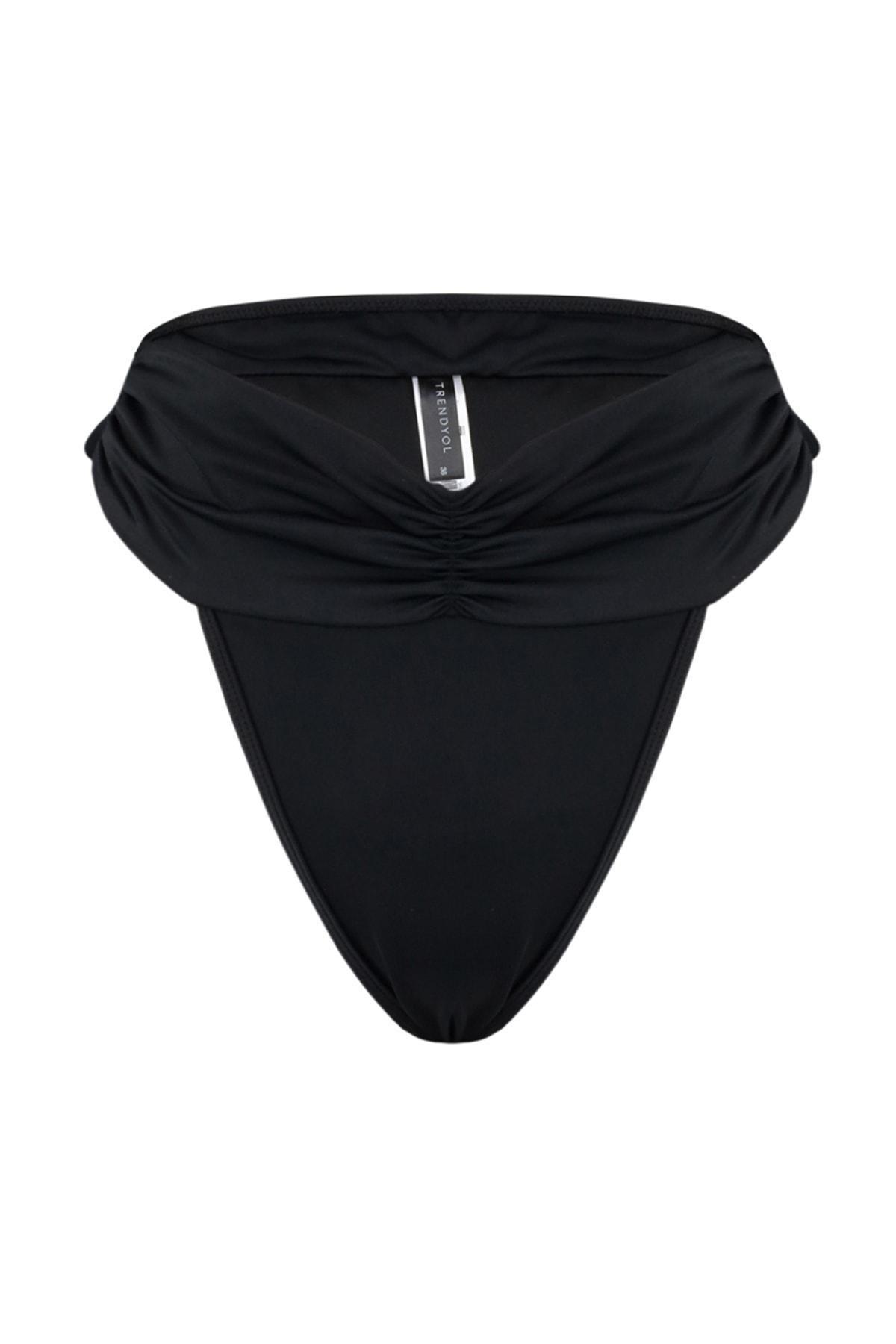 Trendyol - Black Mid Waist Bikini Bottom