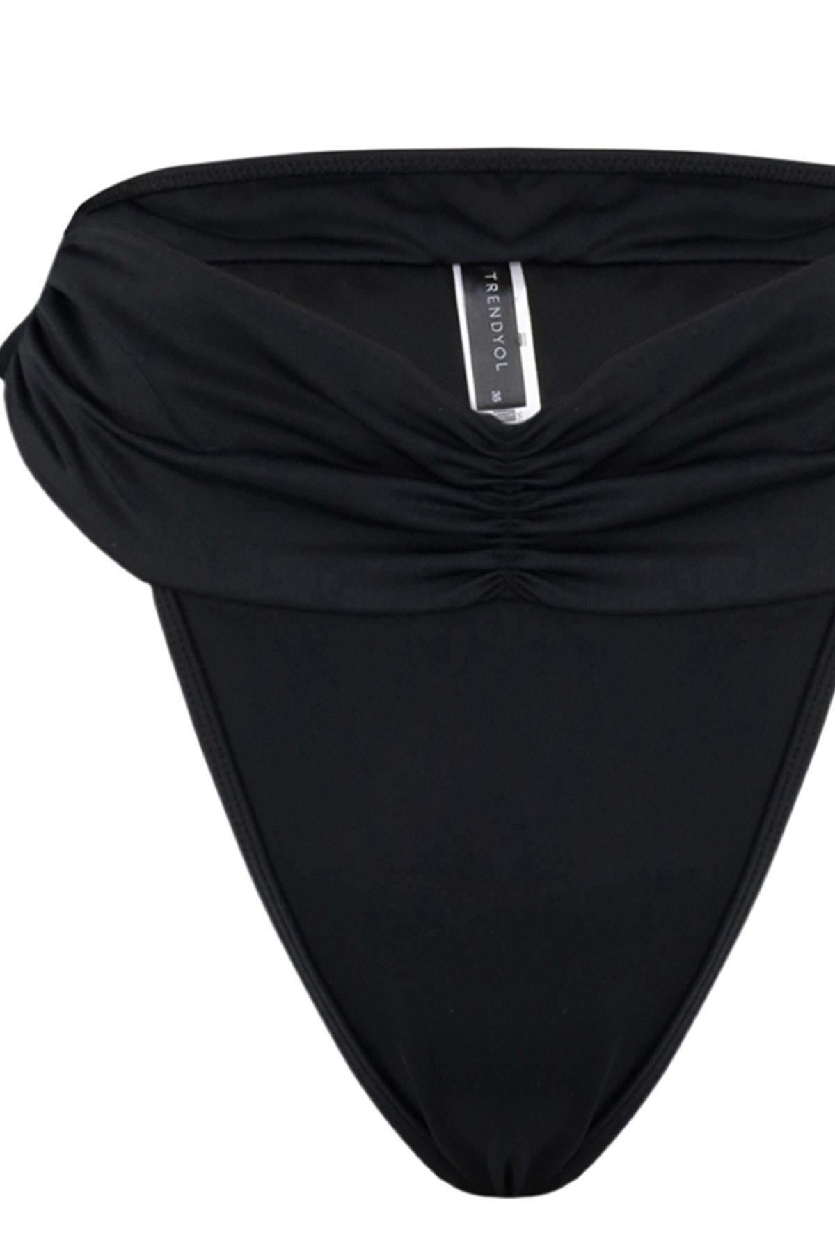 Trendyol - Black Mid Waist Bikini Bottom