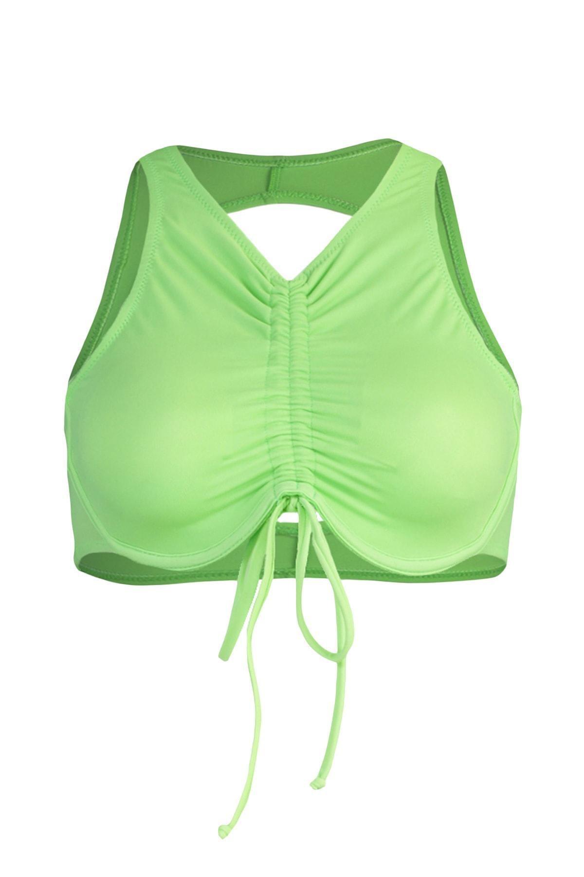 Trendyol - Green Ruffle Underwire Bikini Top