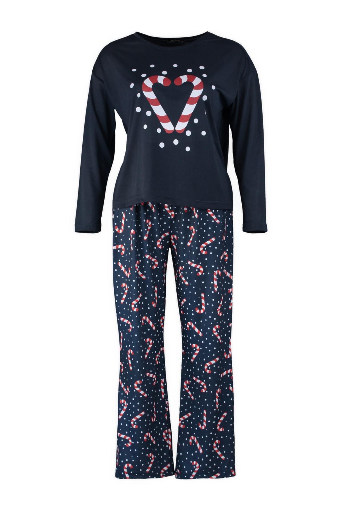 Navy Christmas Plus Size Co-Ord Set, , large image number 5