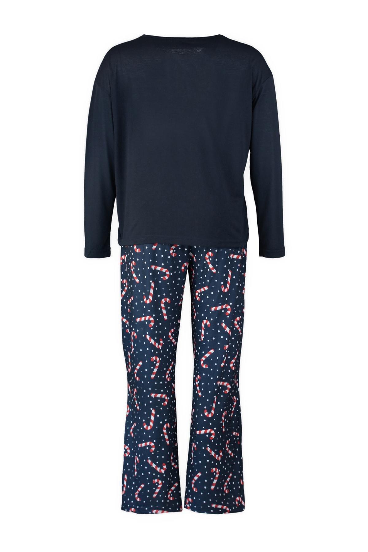 Navy Christmas Plus Size Co-Ord Set, , large image number 6