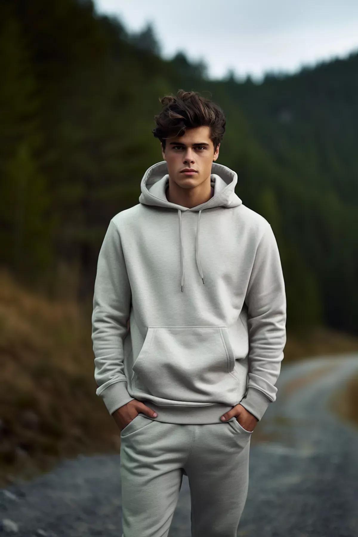 Gray Hooded Sweatshirt, , large image number 1
