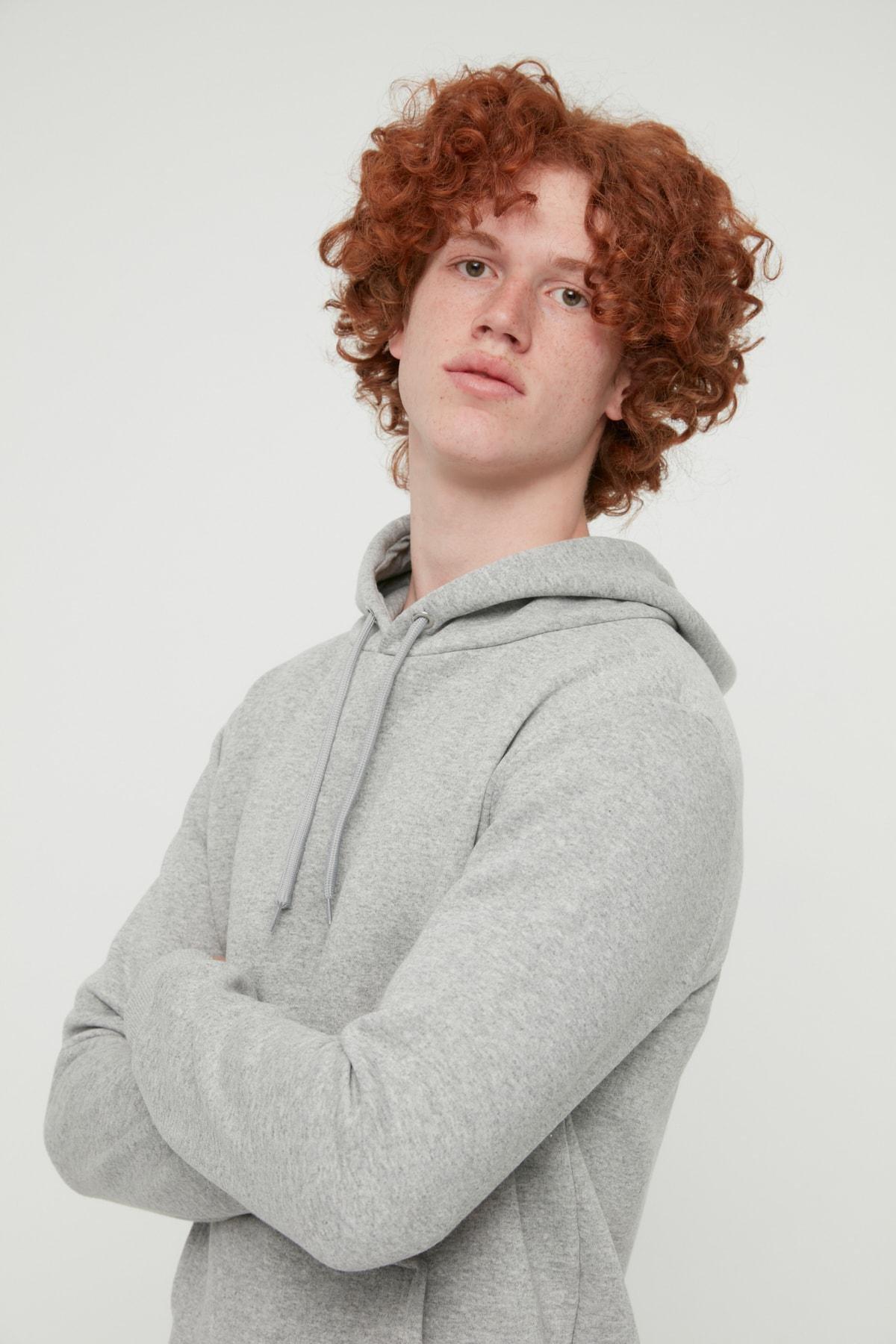 Gray Hooded Sweatshirt, , large image number 4