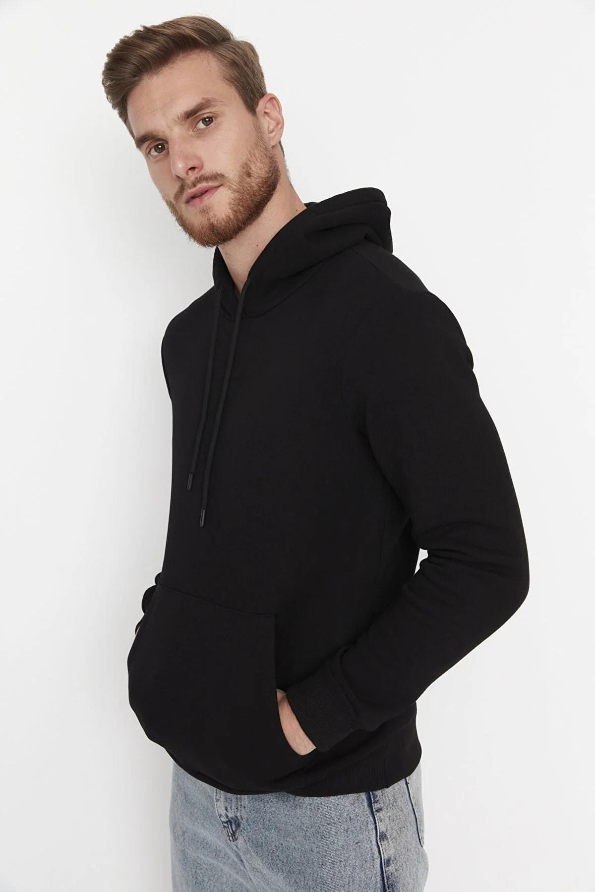 Black Hooded Sweatshirt, Black, large image number 3