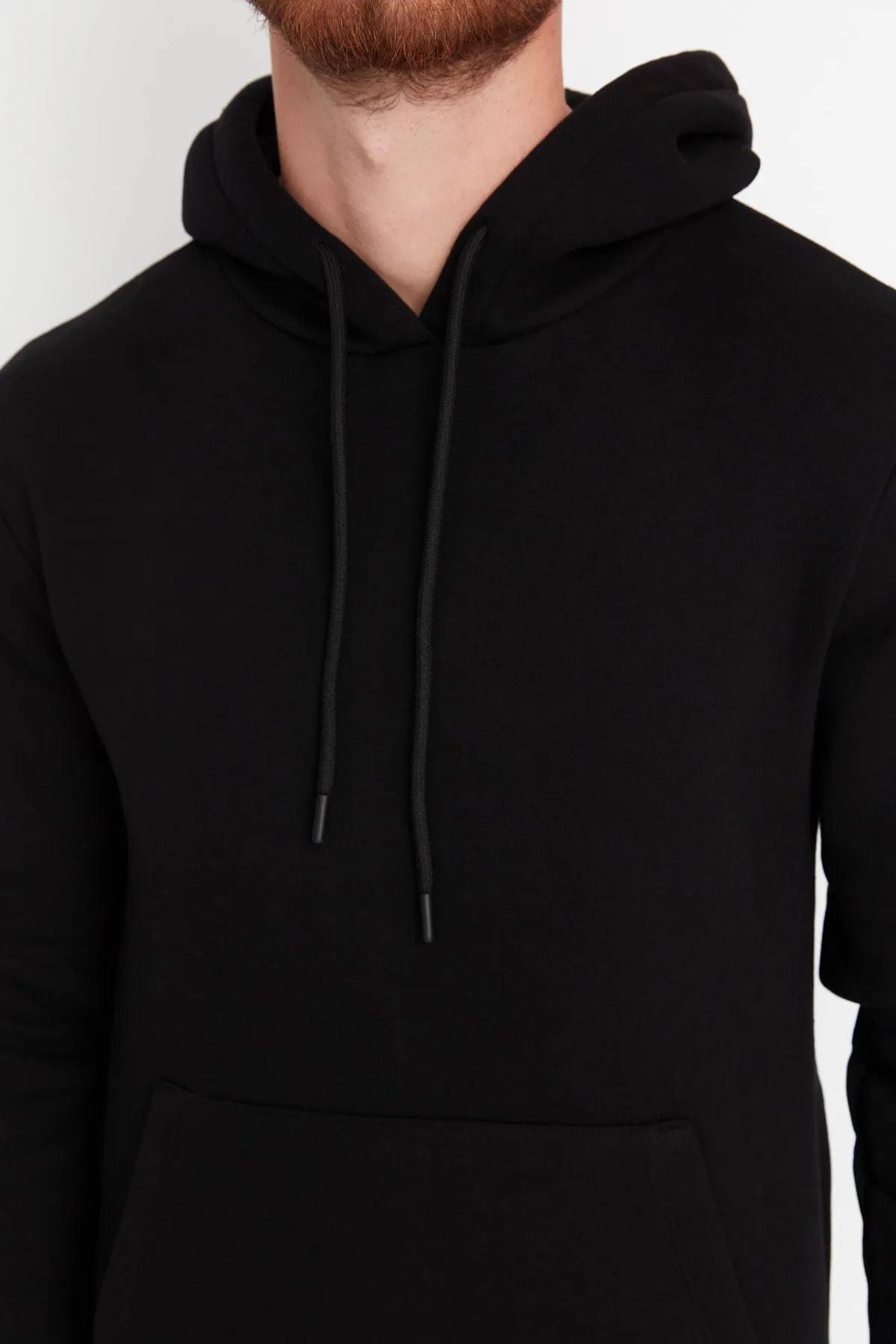 Black Hooded Sweatshirt, Black, large image number 4