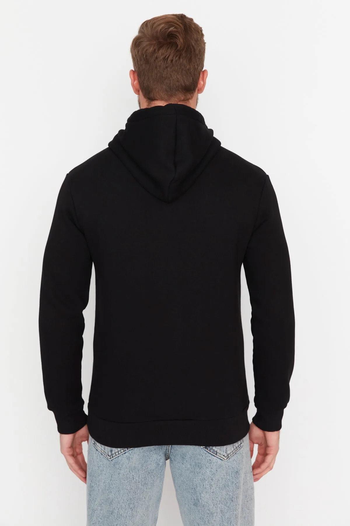 Black Hooded Sweatshirt, Black, large image number 5