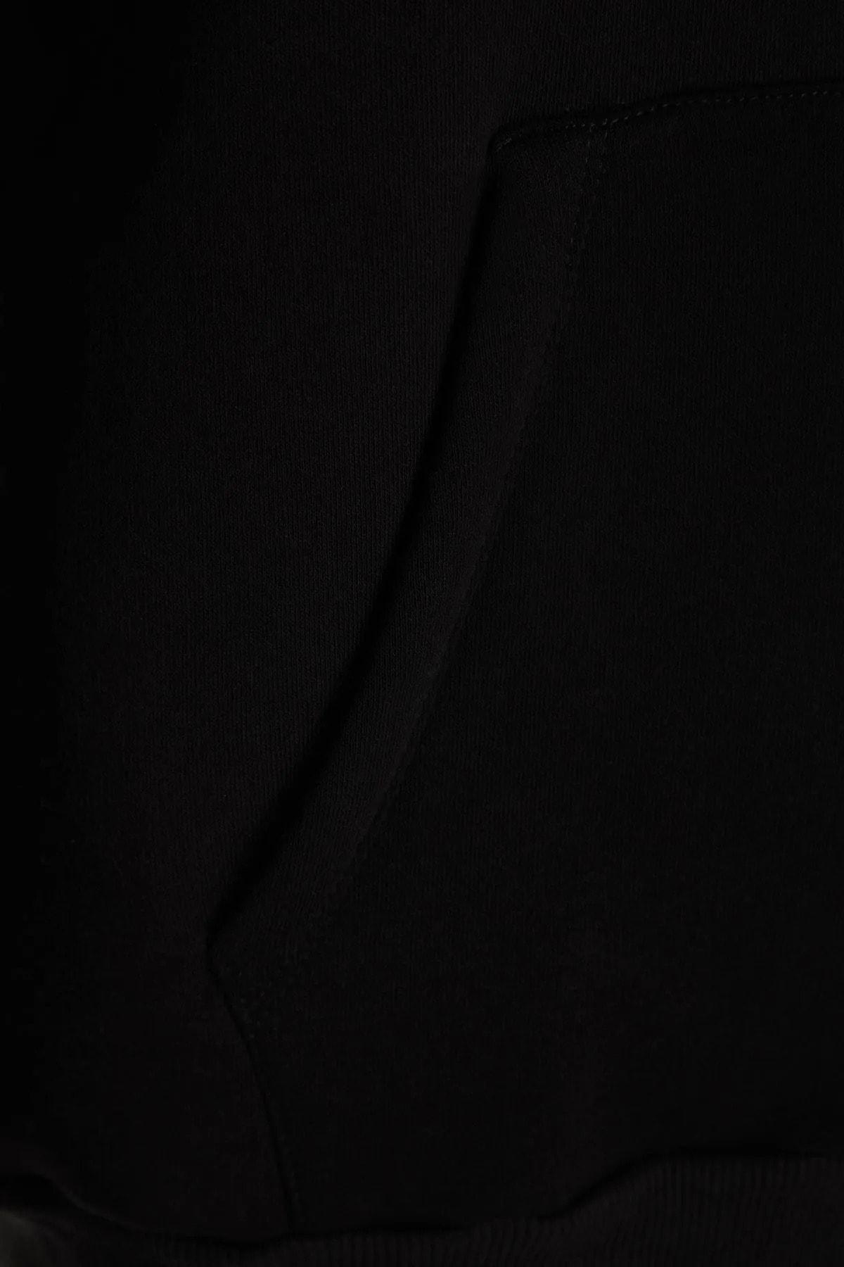 Black Hooded Sweatshirt, Black, large image number 6