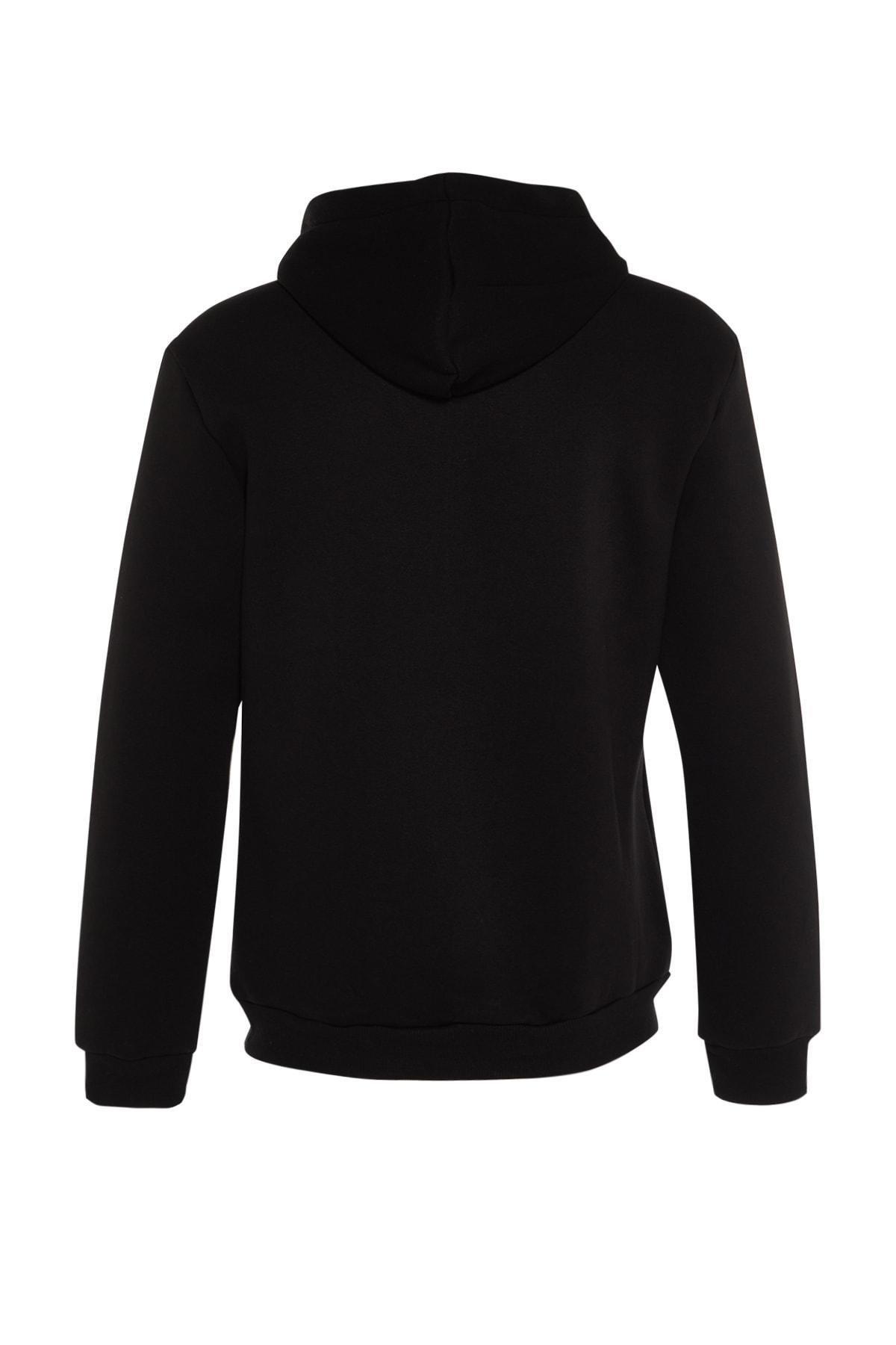 Black Hooded Sweatshirt, Black, large image number 7
