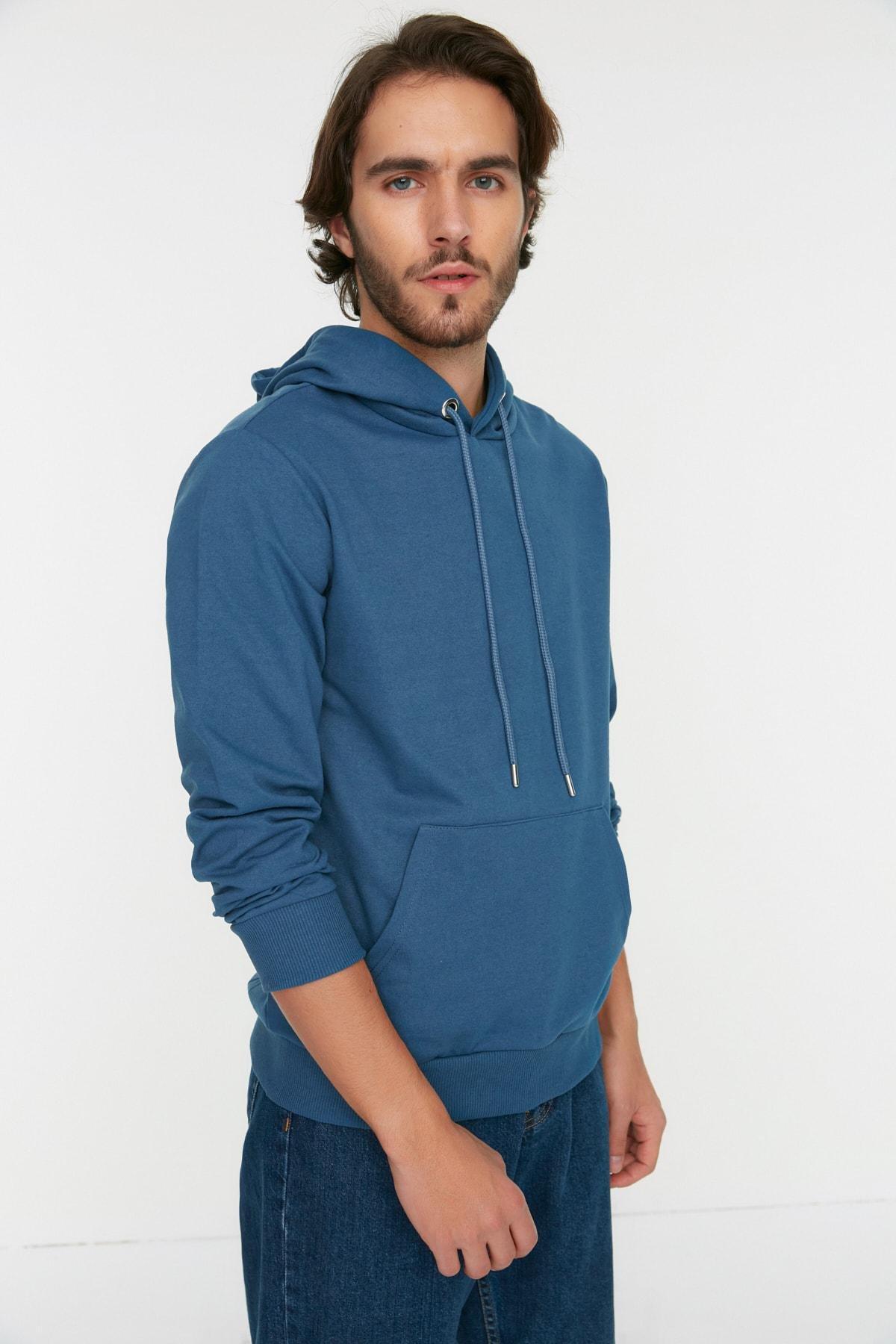 Green Mens Basic Regular/Regular Cut Hoodie. Kangaroo Pocket Long Sleeve Sweatshirt., Single, , large image number 3