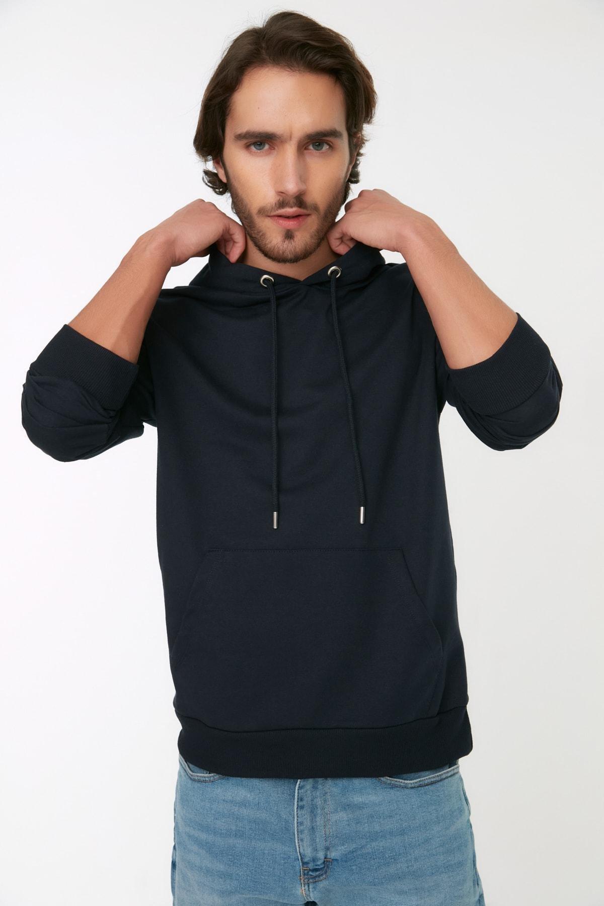 Green Mens Basic Regular/Regular Cut Hoodie. Kangaroo Pocket Long Sleeve Sweatshirt., Single, , large image number 4