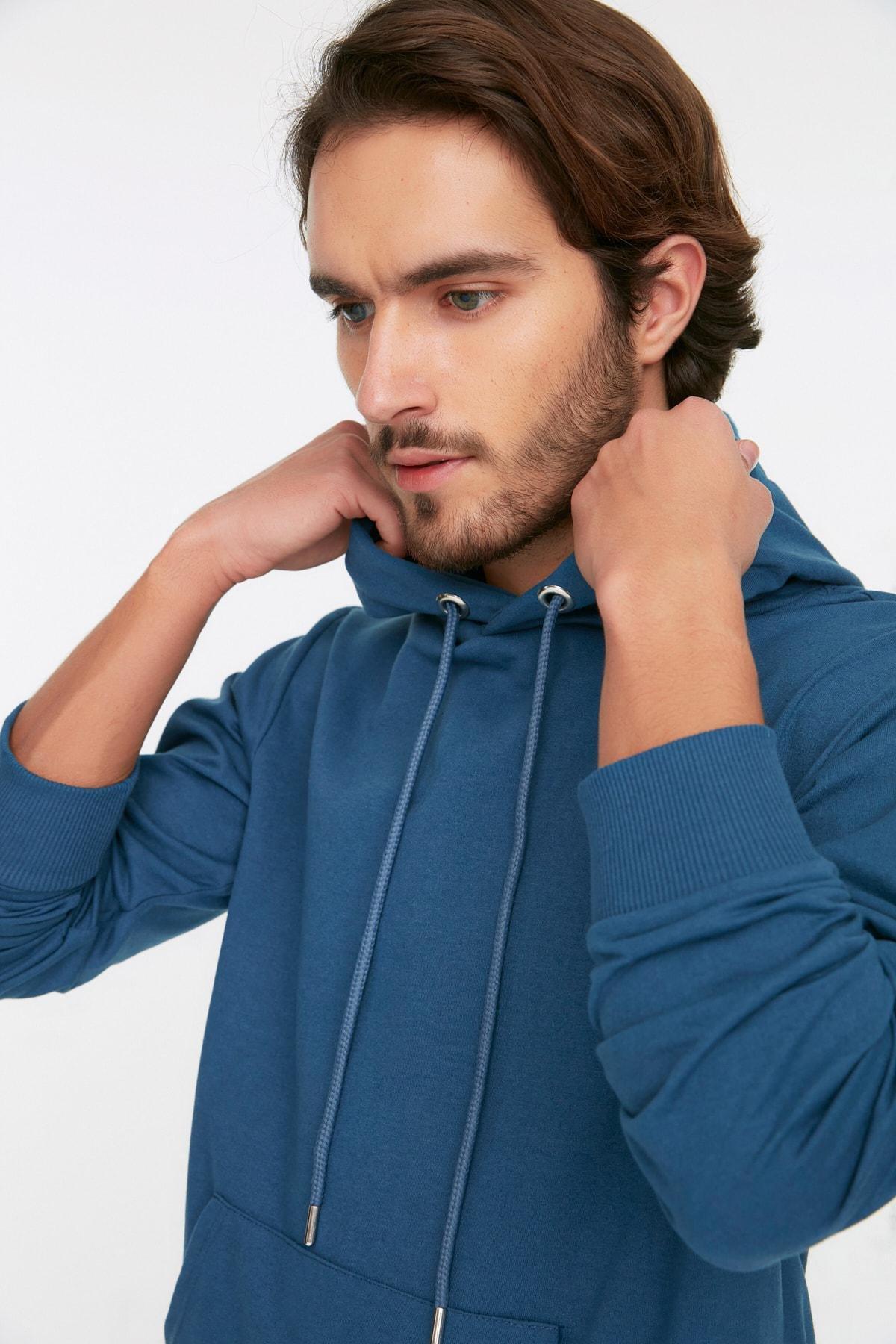 Green Mens Basic Regular/Regular Cut Hoodie. Kangaroo Pocket Long Sleeve Sweatshirt., Single, , large image number 12