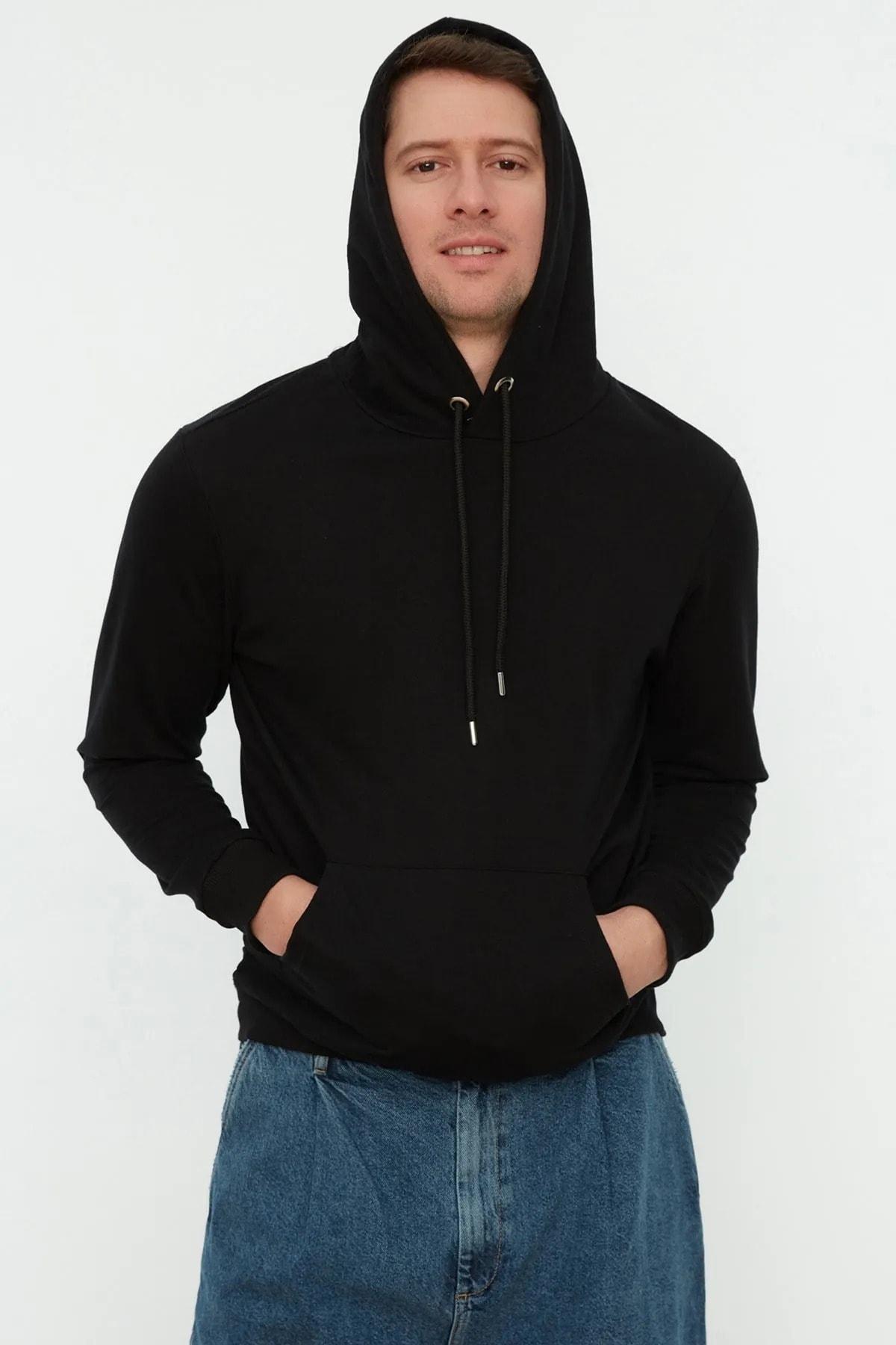 Black Hooded Sweatshirt, , large image number 1