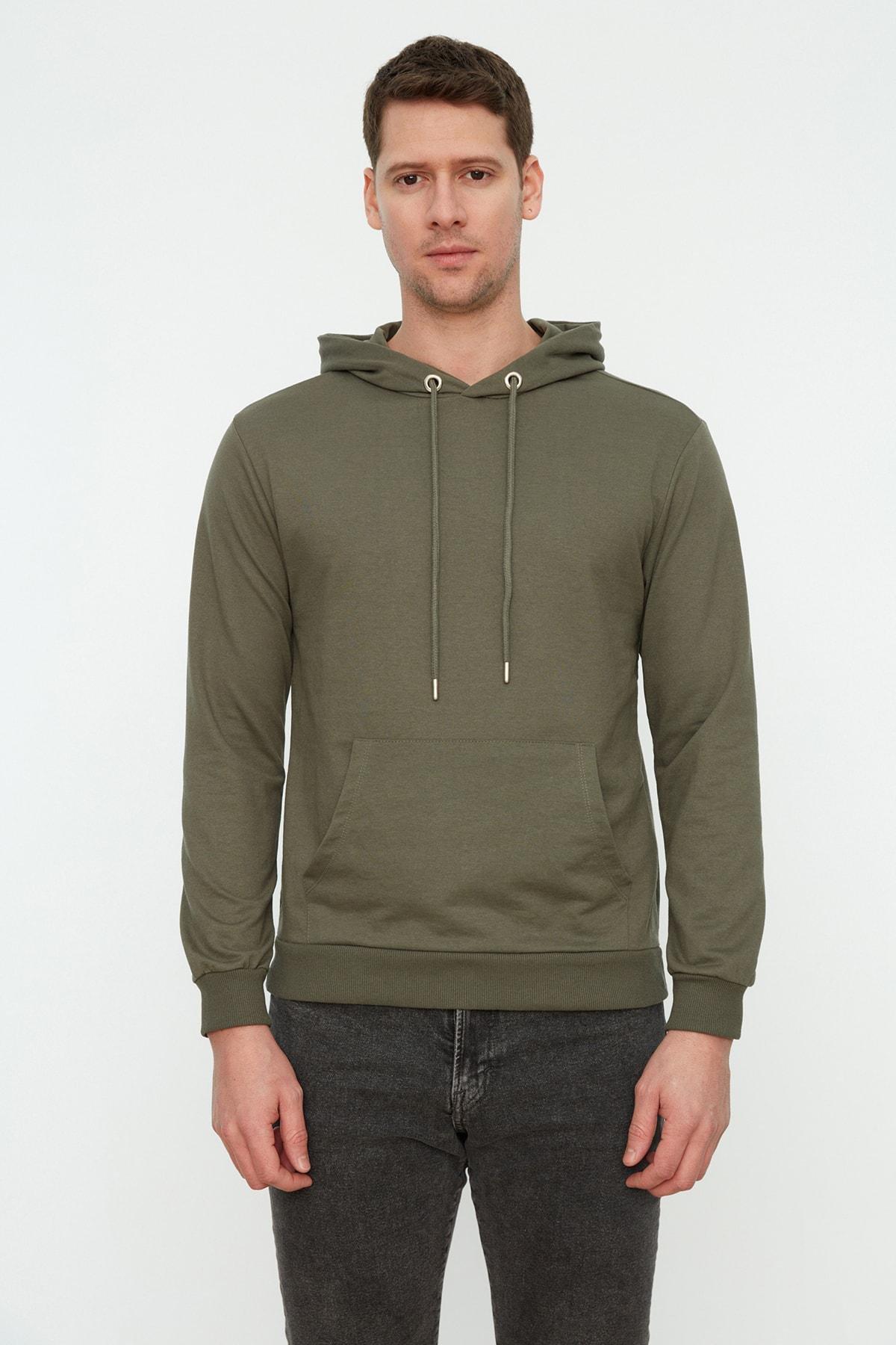 Khaki Hooded Sweatshirt, , large image number 0