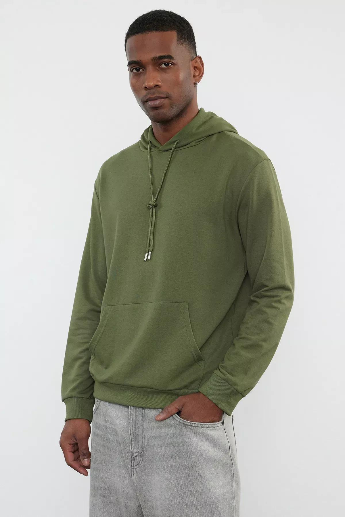 Khaki Hooded Sweatshirt, , large image number 0