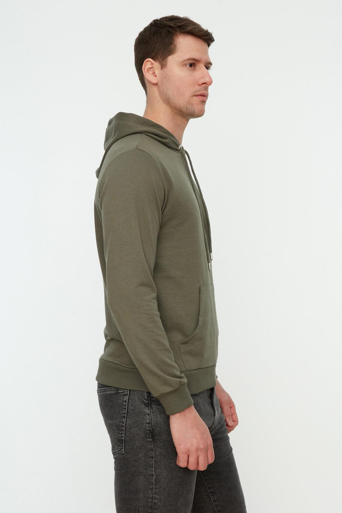 Khaki Hooded Sweatshirt, , large image number 3