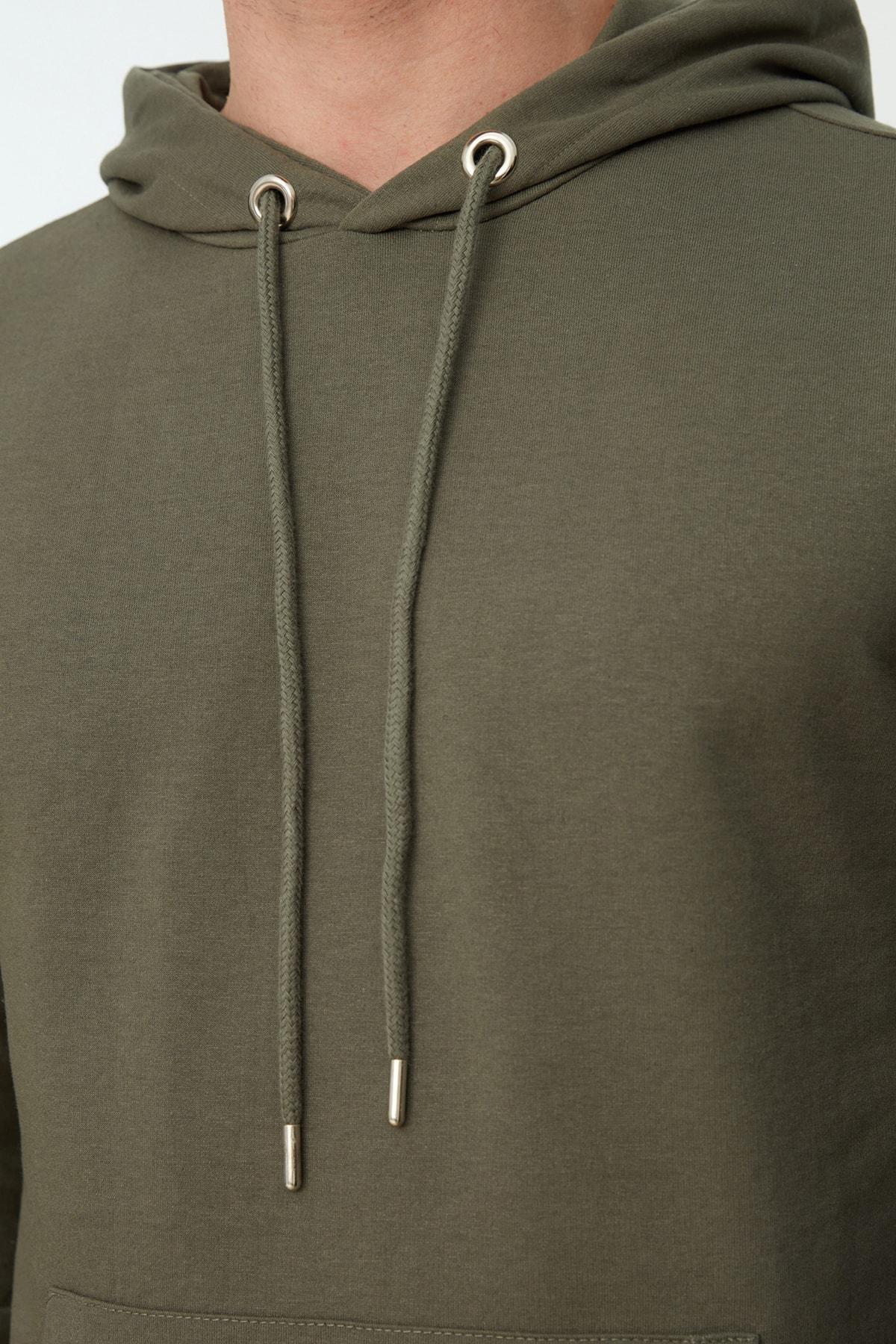 Khaki Hooded Sweatshirt, , large image number 4