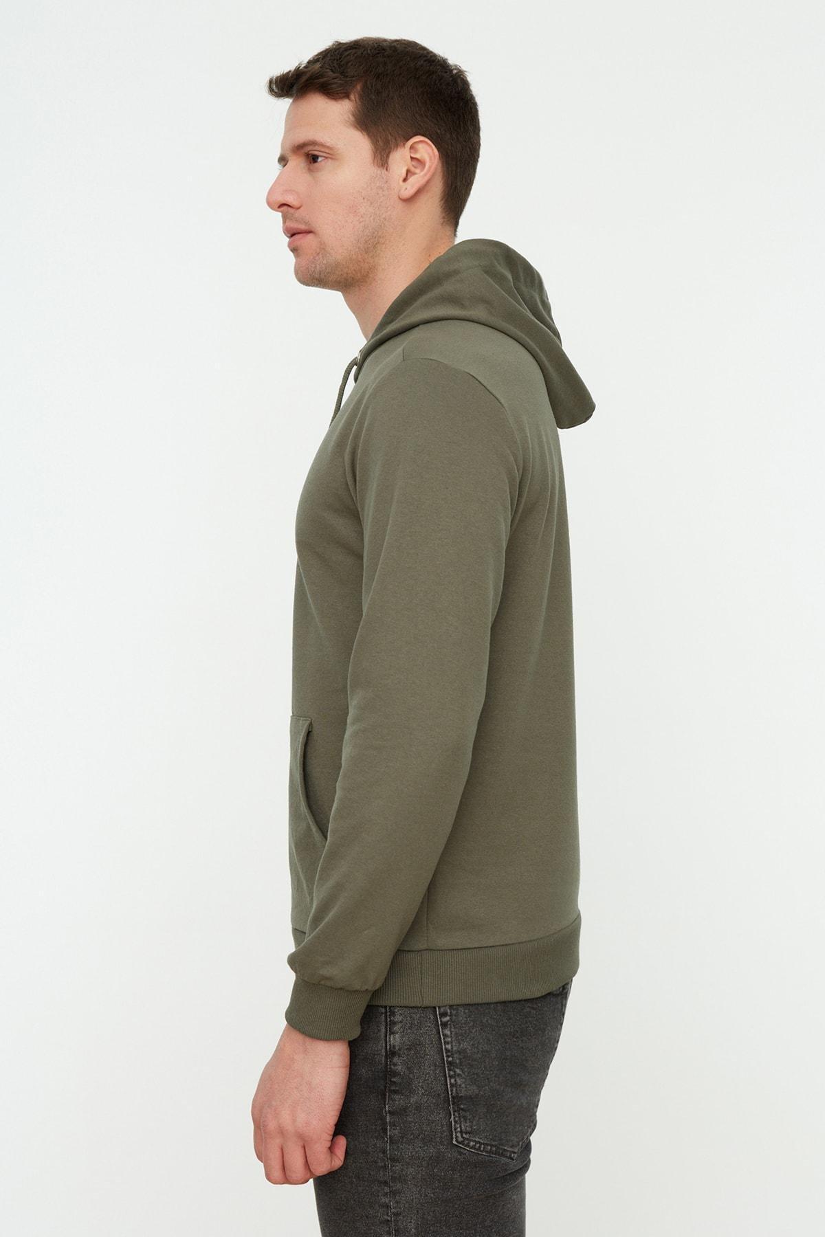 Khaki Hooded Sweatshirt, , large image number 5