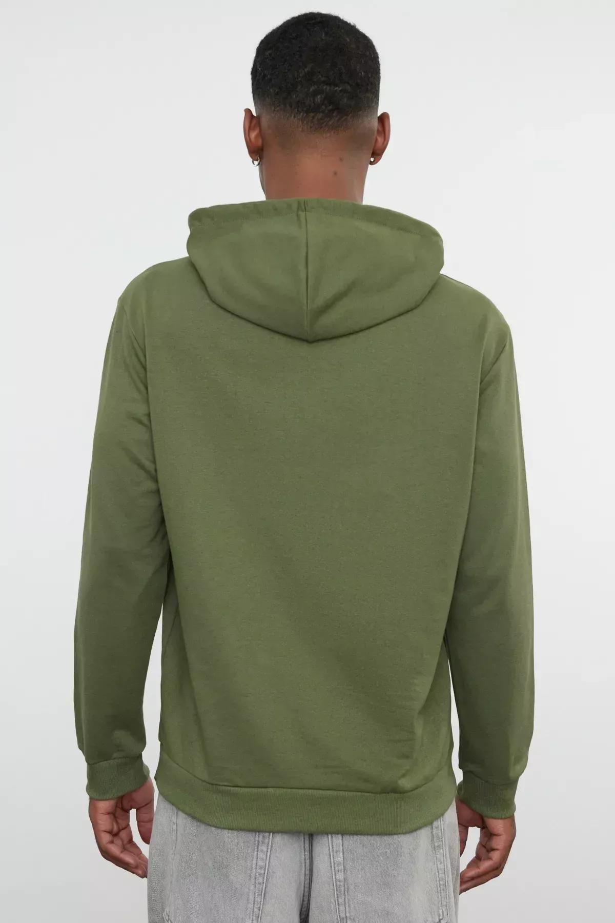 Khaki Hooded Sweatshirt, , large image number 5