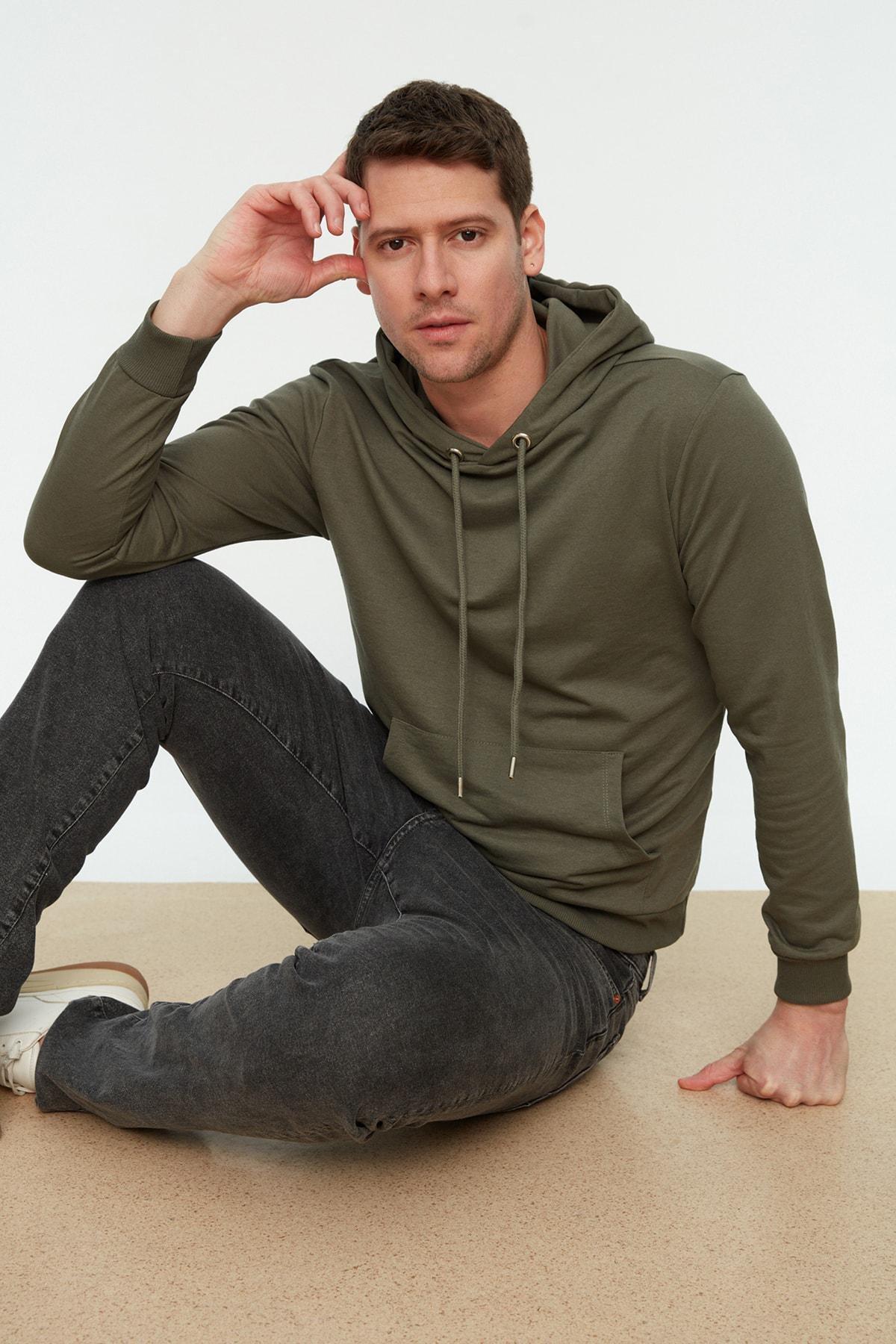 Khaki Hooded Sweatshirt, , large image number 6