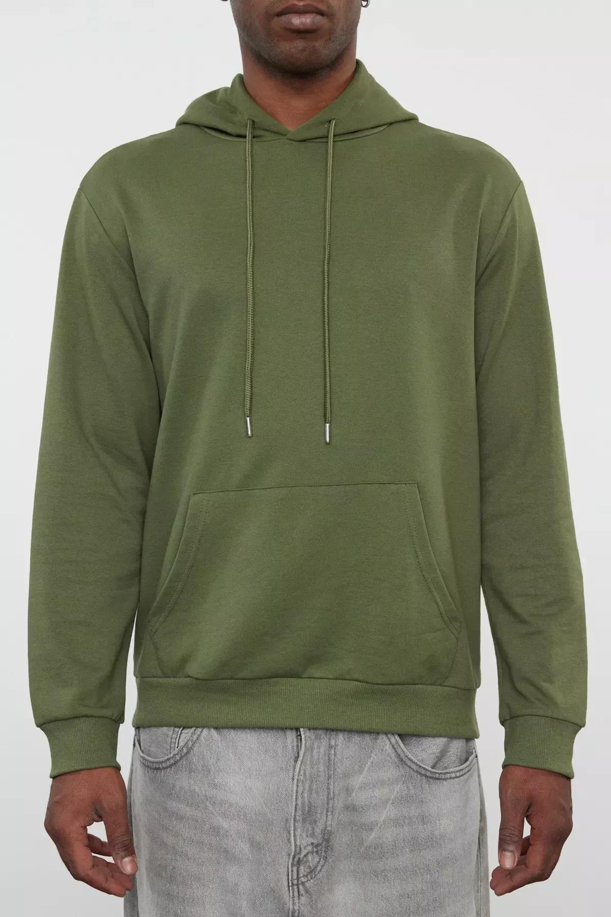 Khaki Hooded Sweatshirt, , large image number 7