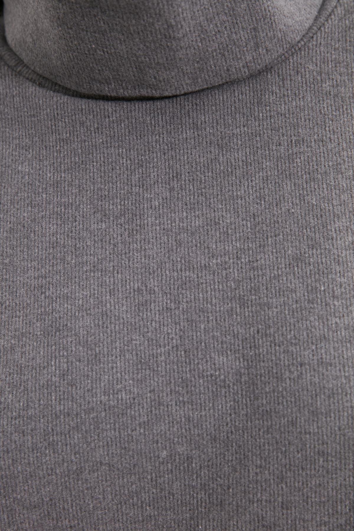 Grey Turtleneck Shift Dress, Gray, large image number 3