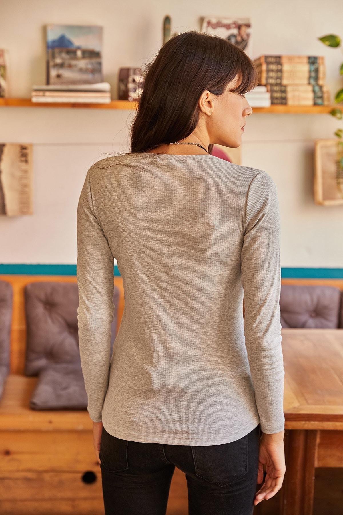 Grey Bodycon Blouse, , large image number 3