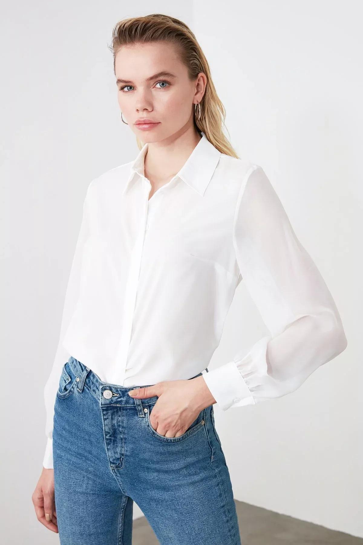 White Regular Shirt, White, medium