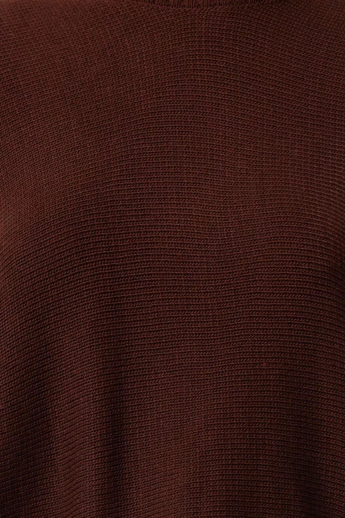 Brown Wide Sleeve Knitwear Sweater, Brown, large image number 3