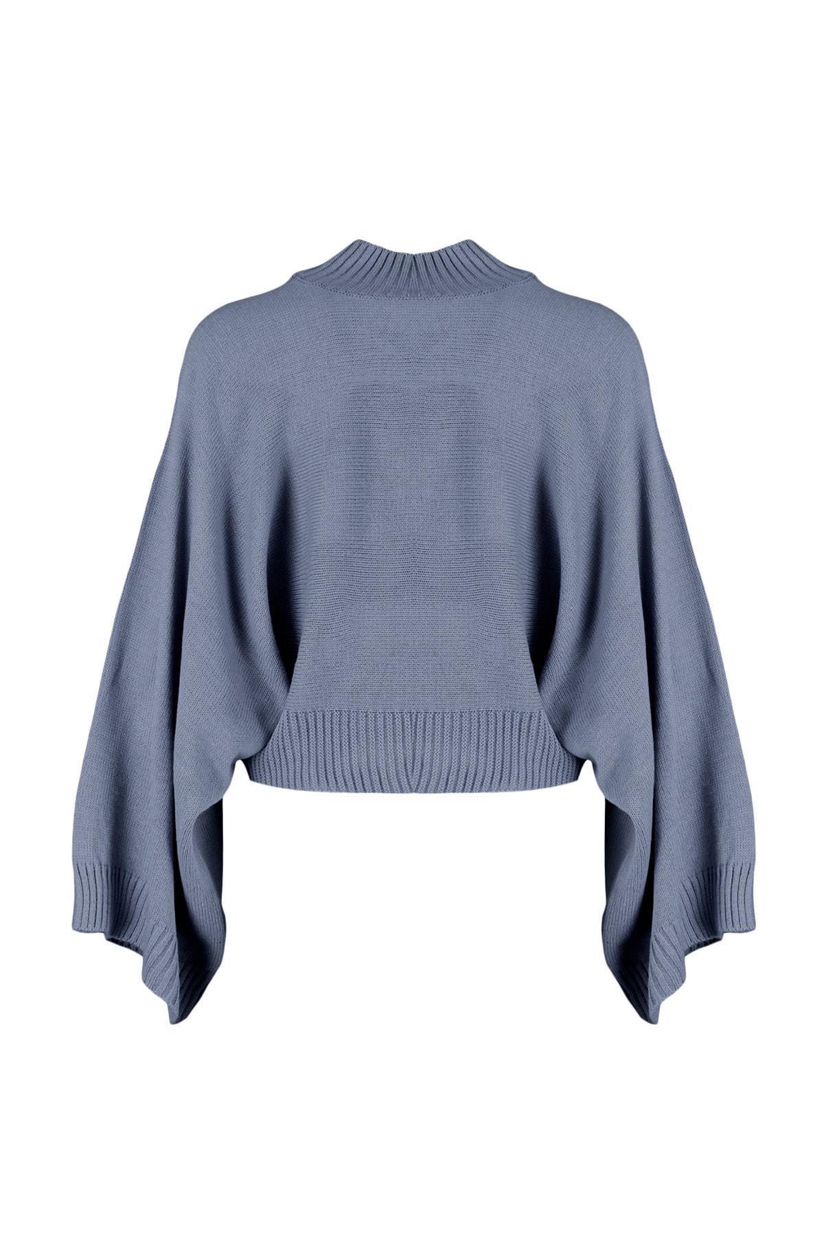 Grey Batwing Sleeve Sweater, , large image number 5