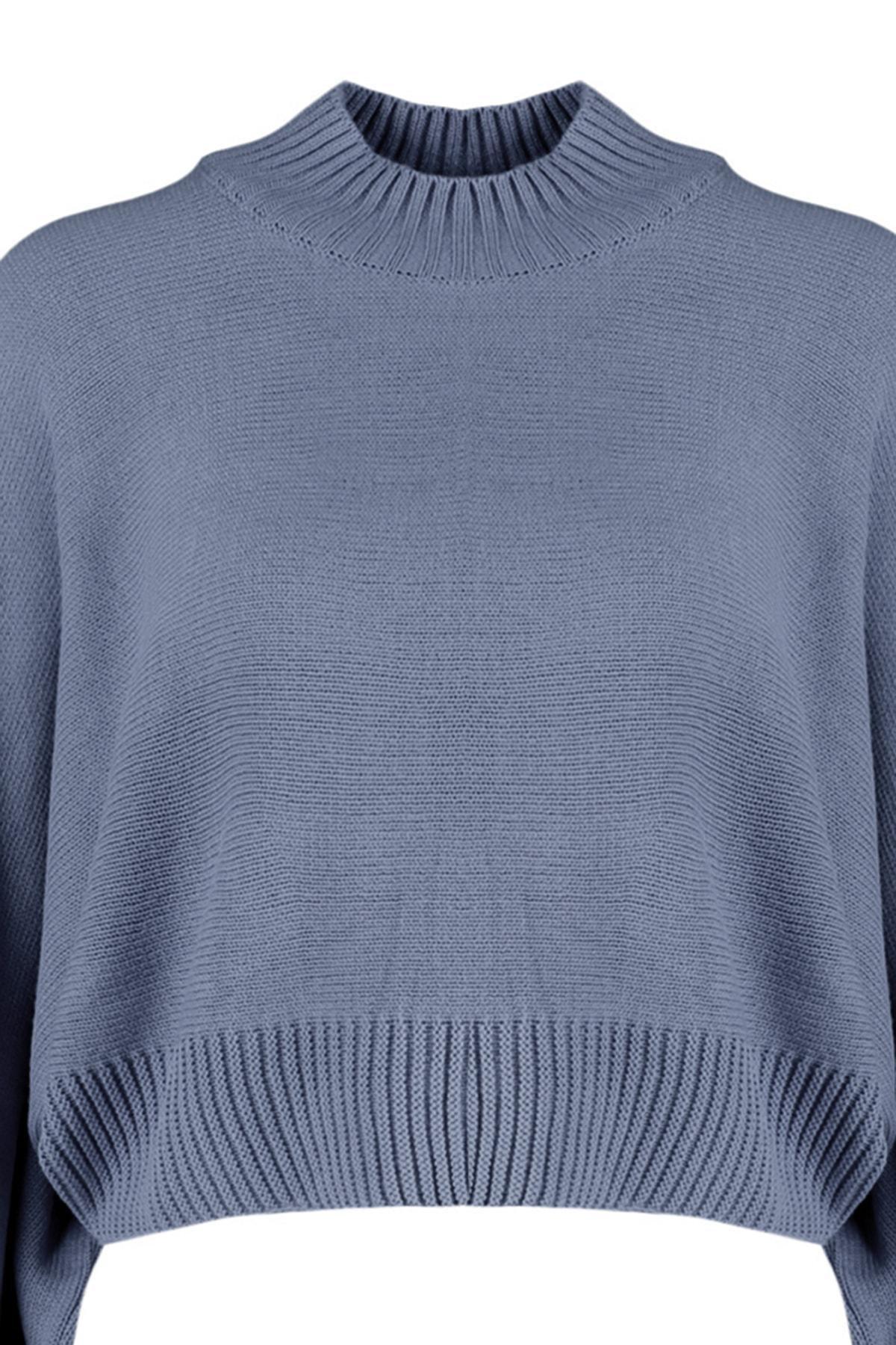 Grey Batwing Sleeve Sweater, , large image number 6