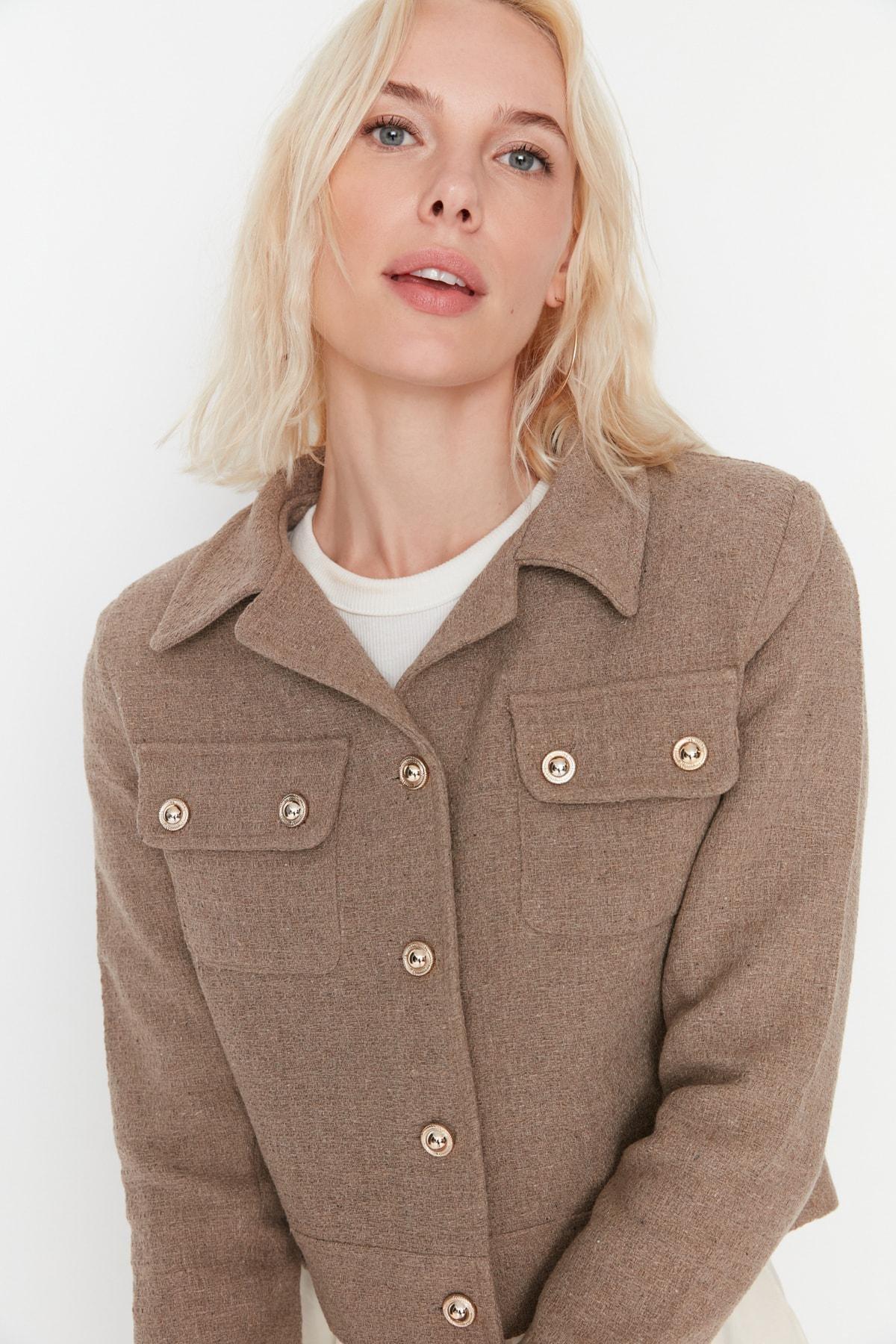 Brown Lapel Collar Blazer, , large image number 2