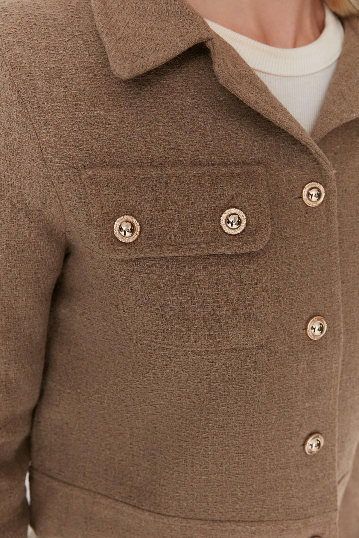 Brown Lapel Collar Blazer, , large image number 3