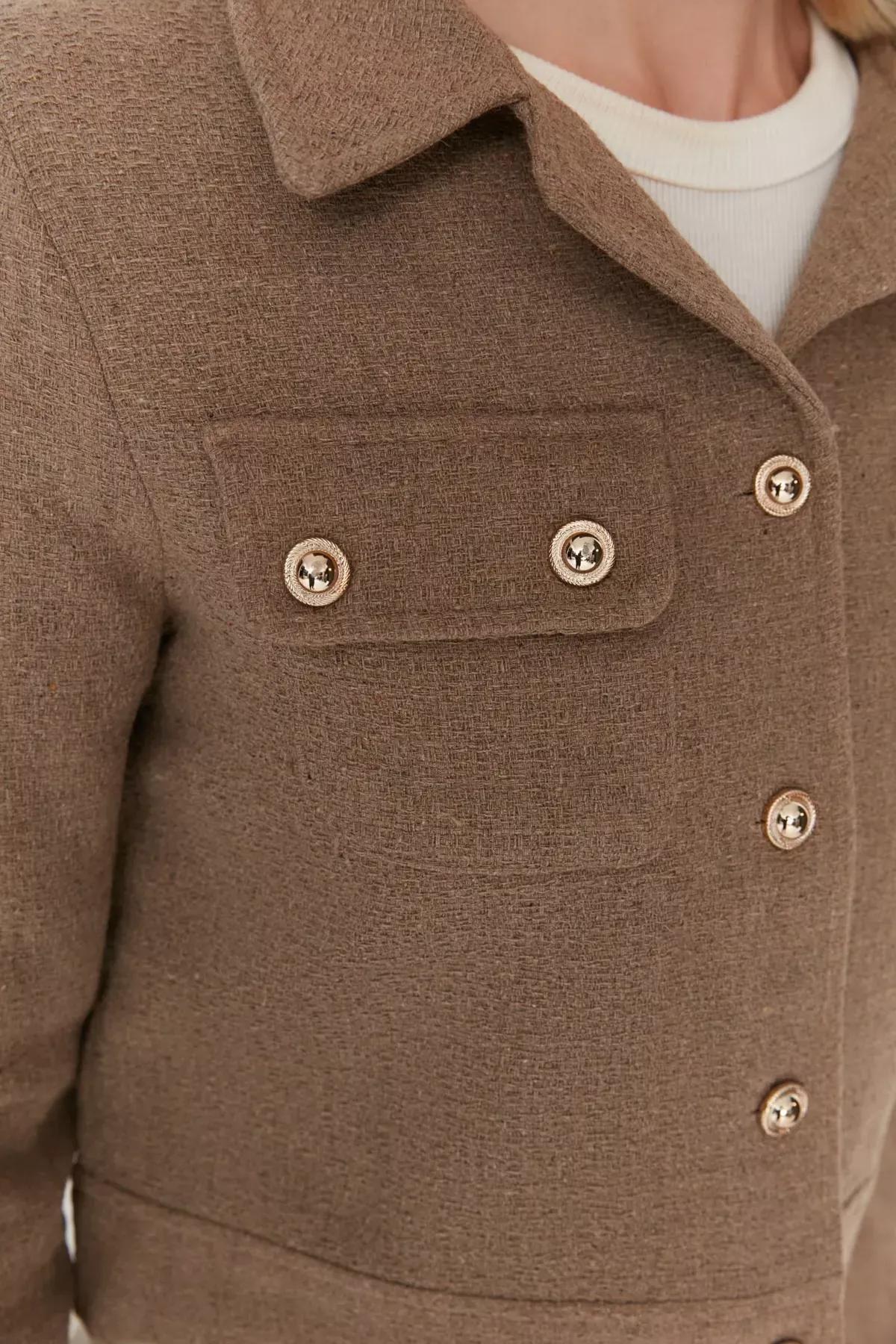 Brown Lapel Collar Blazer, Brown, large image number 3