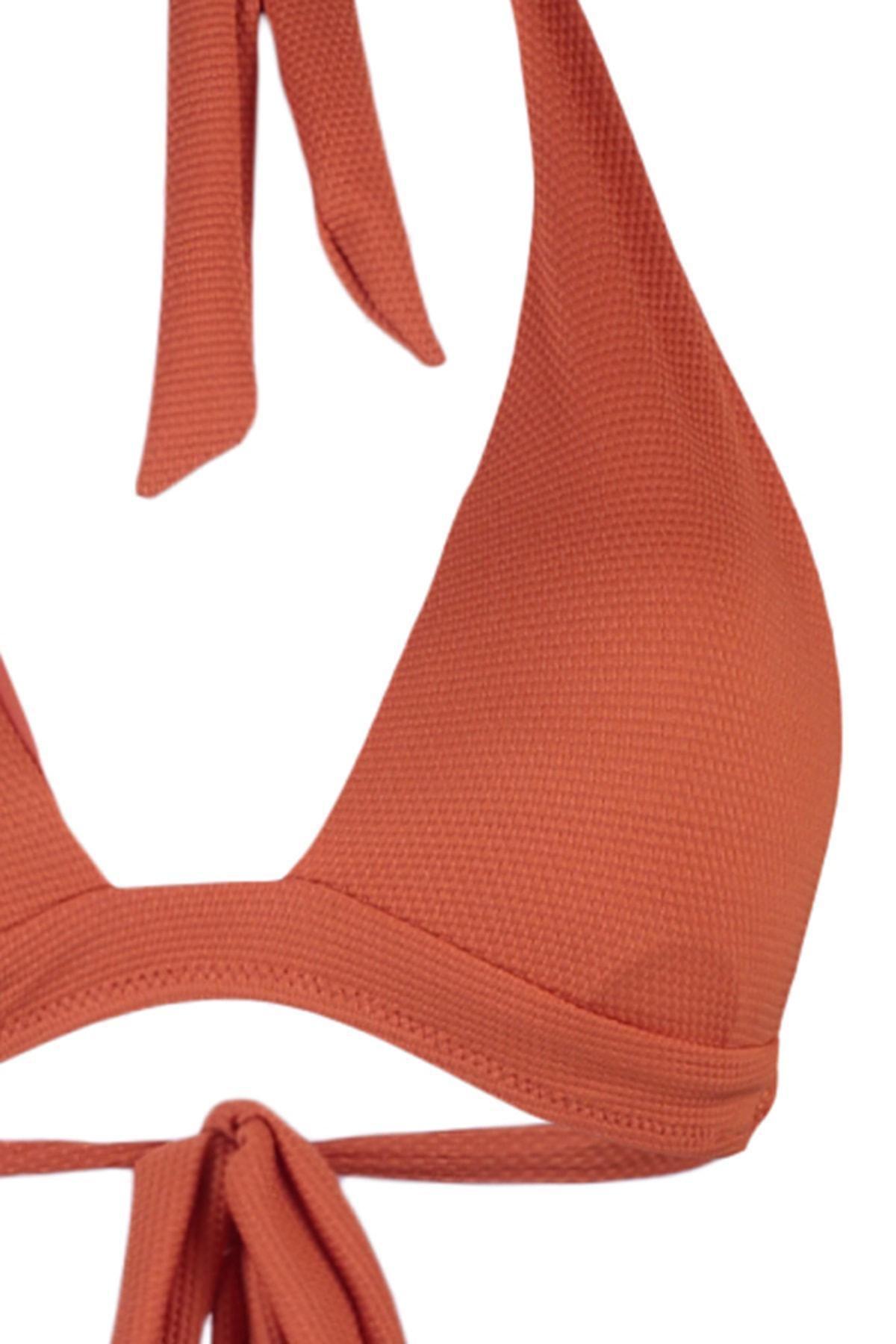 Trendyol - Brown Plain Bikini Top