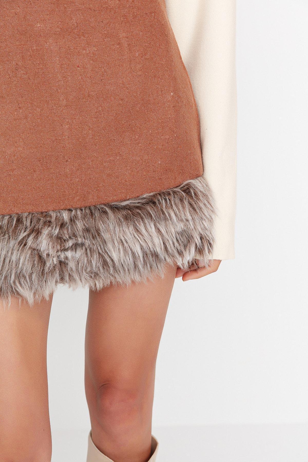 Brown A-Line Mini Skirt, , large image number 0