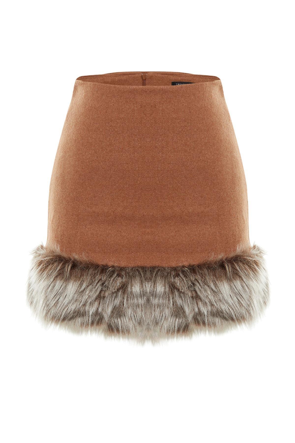 Brown A-Line Mini Skirt, , large image number 7