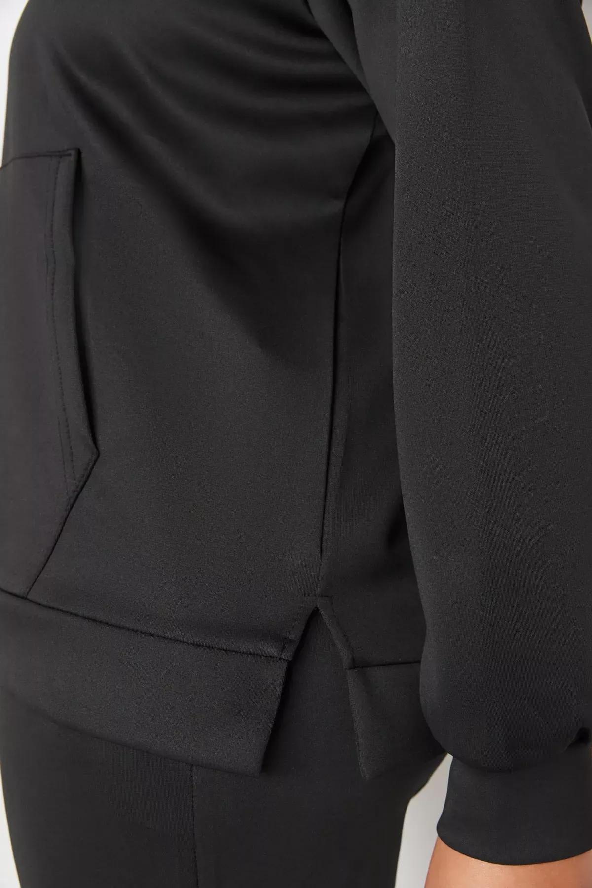 Black Oversize Plus Size Sweatsuit Co-Ord Set, , large image number 2