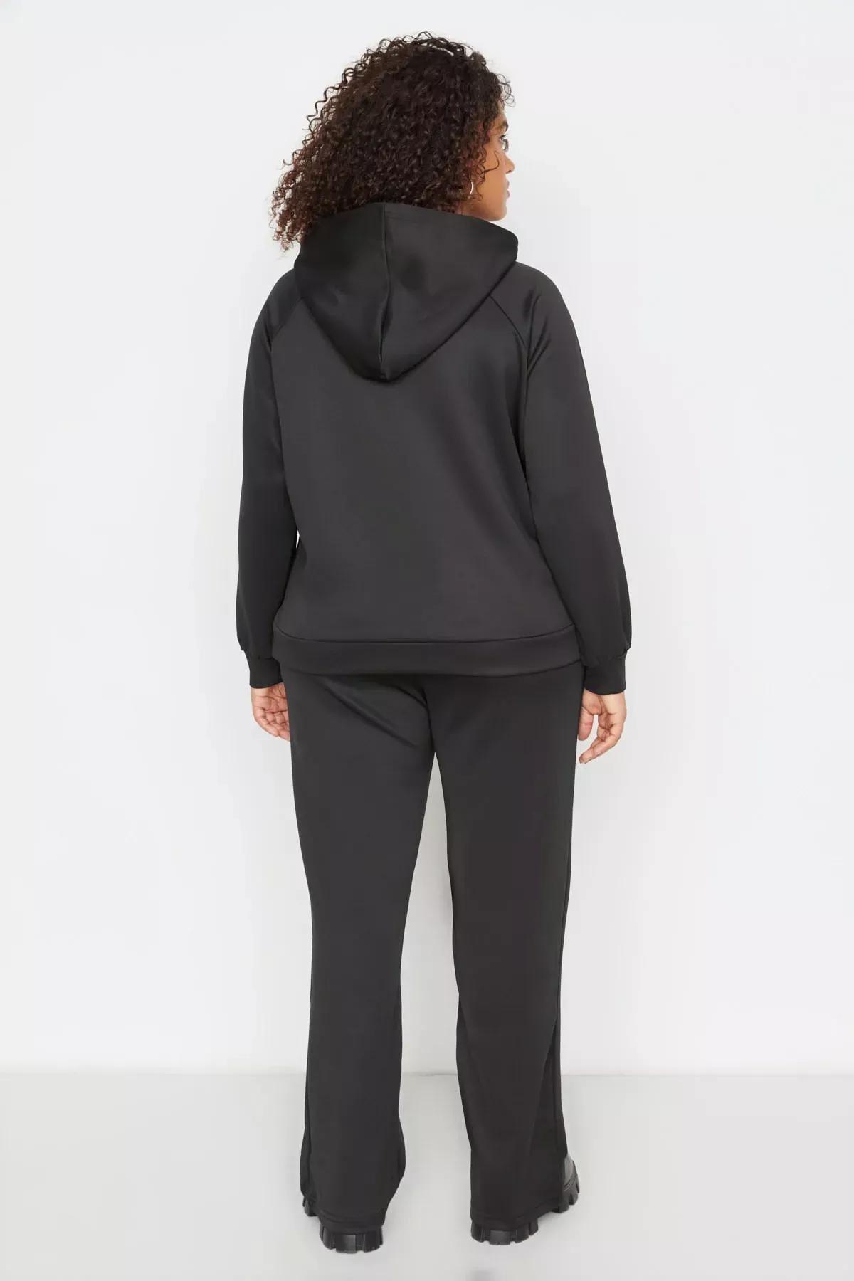Black Oversize Plus Size Sweatsuit Co-Ord Set, , large image number 4