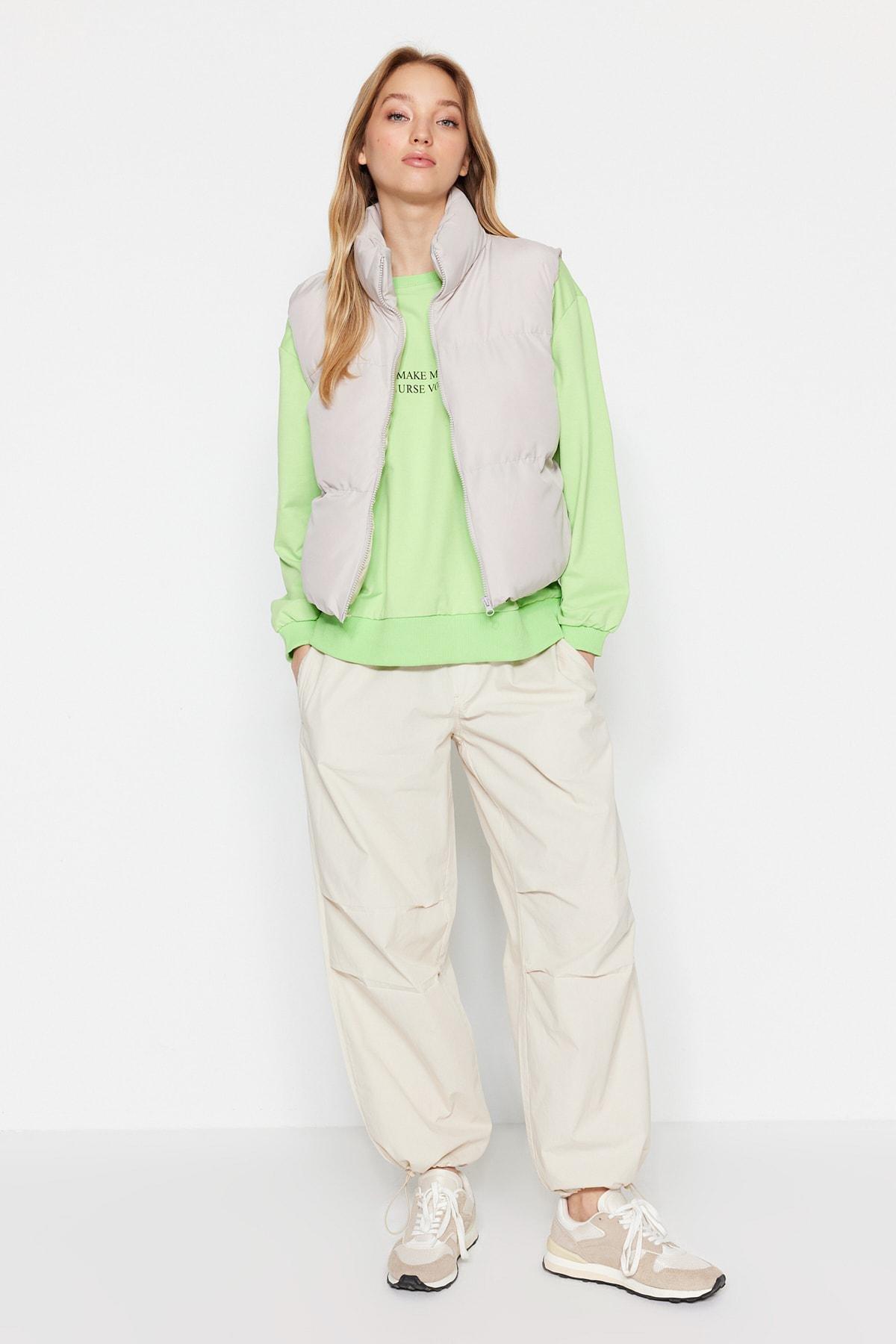 Grey Standing Collar Vest, , large image number 2