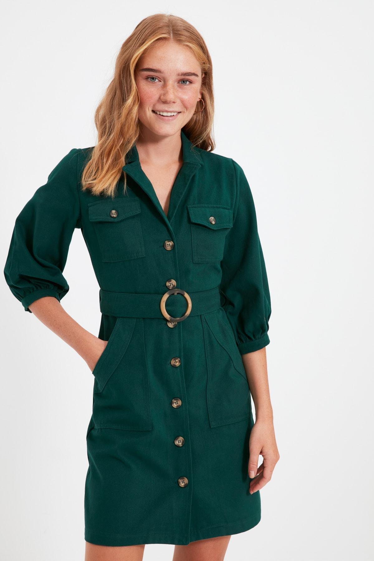 Khaki Shirt Mini Dress, , large image number 0